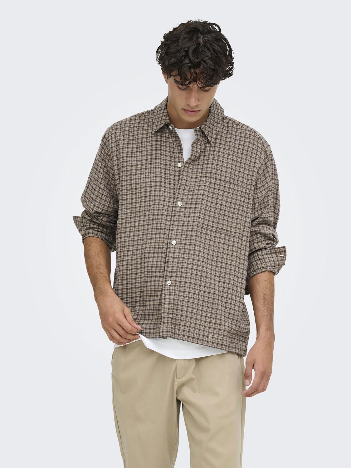 Onshale Flannel Check Shirt Rlx Fit Noos Travertine