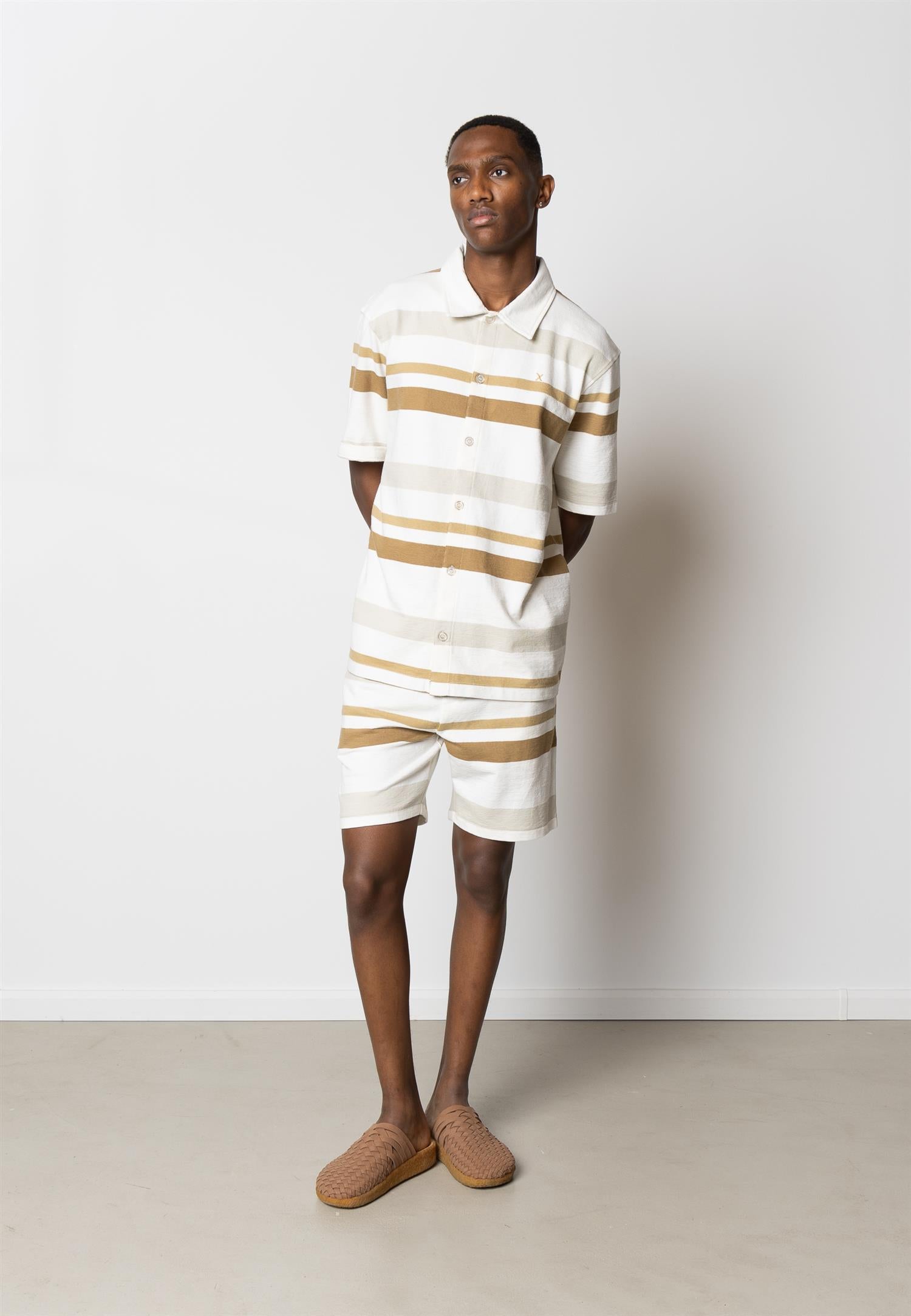 Calton Striped structured short Ecru