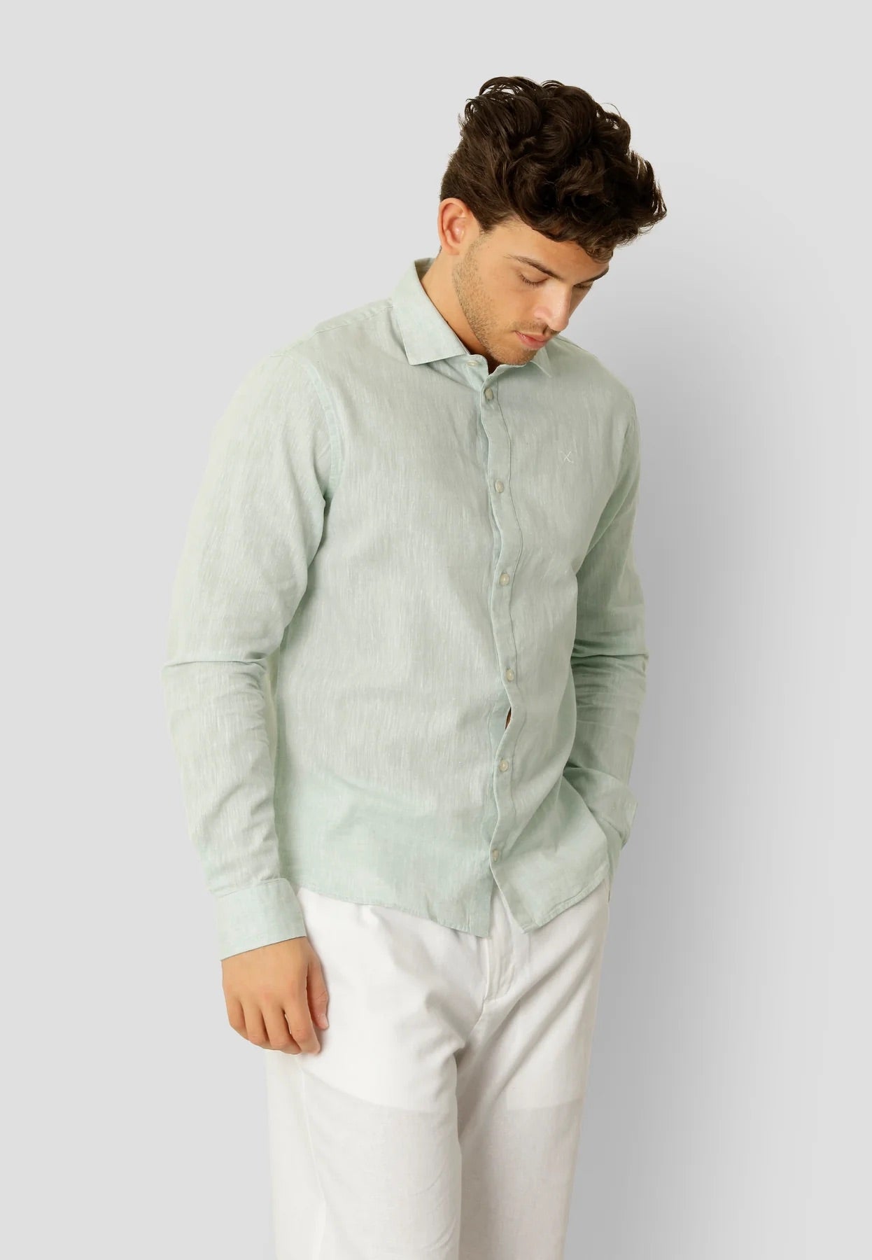 Jamie cotton linen L/S Minty Green