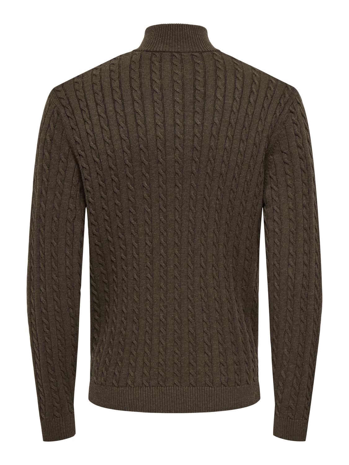 Onsloui Reg 12 Cabel Half Zip Knit Noos Coffee Bean Melange