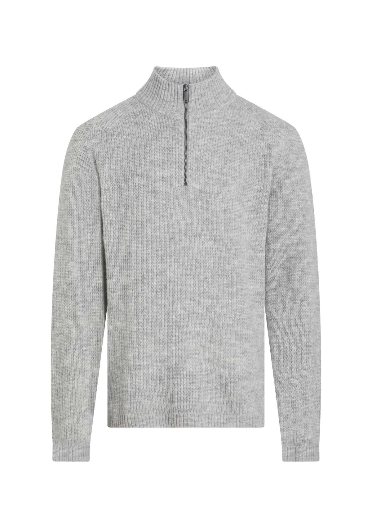 HALF CARDIGAN STITCH Q-ZIP Mid Grey Heather