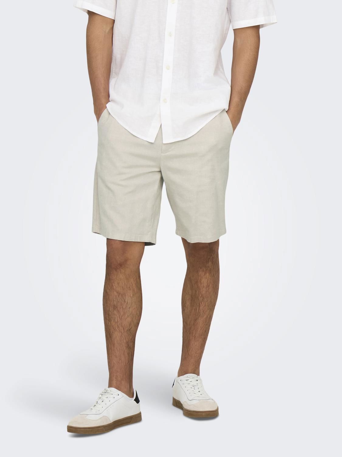 Onsmark 0011 Cotton Linen Shorts Noos Silver Lining