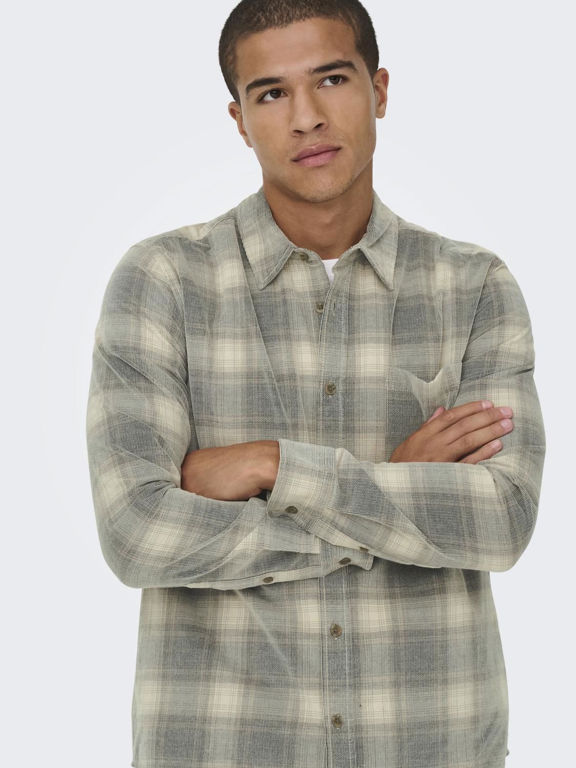 Onswilliam Cord Ls Shirt Blue Nights Falcon/Silver Lining