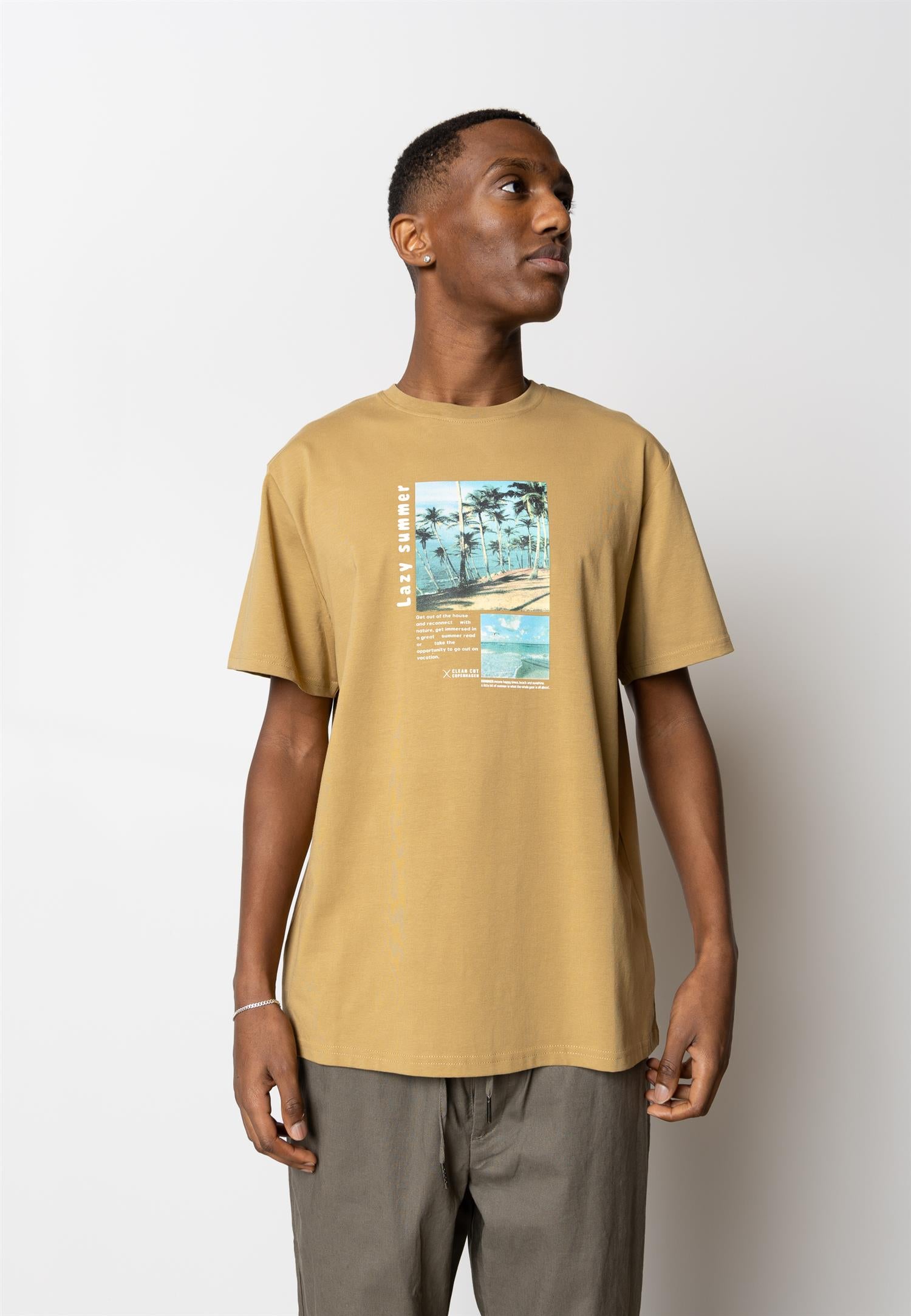 Keaton Organic tee Dark Khaki Mela