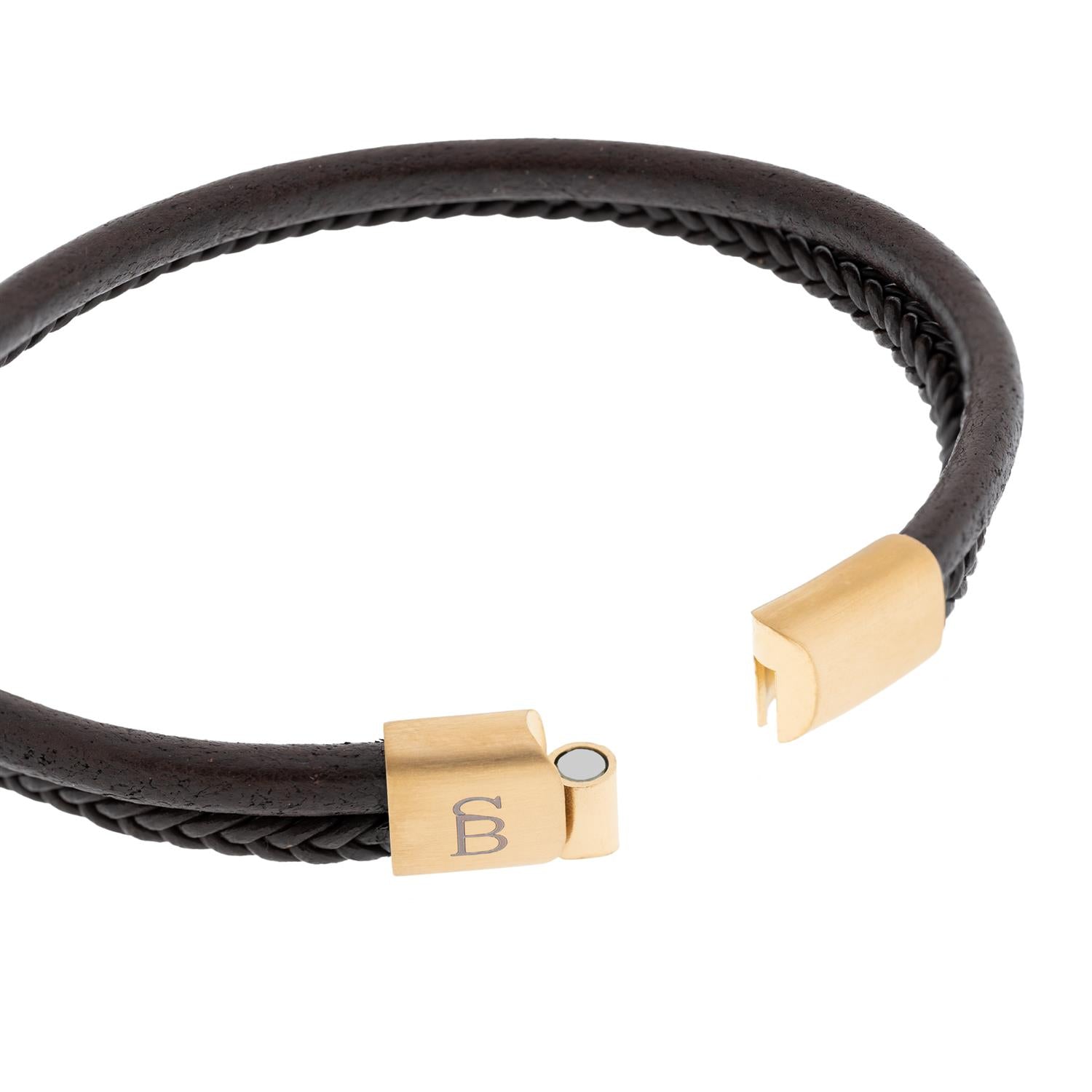 Leather Bracelet Denby Gold Brown