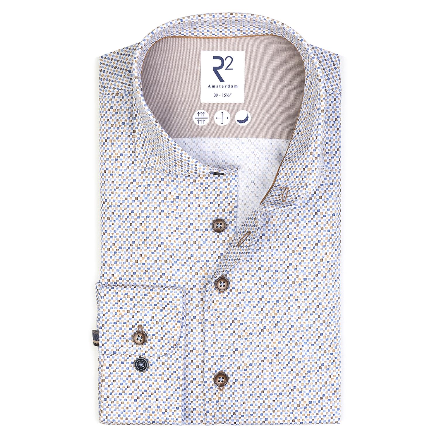 Mini print stretch shirt Blue