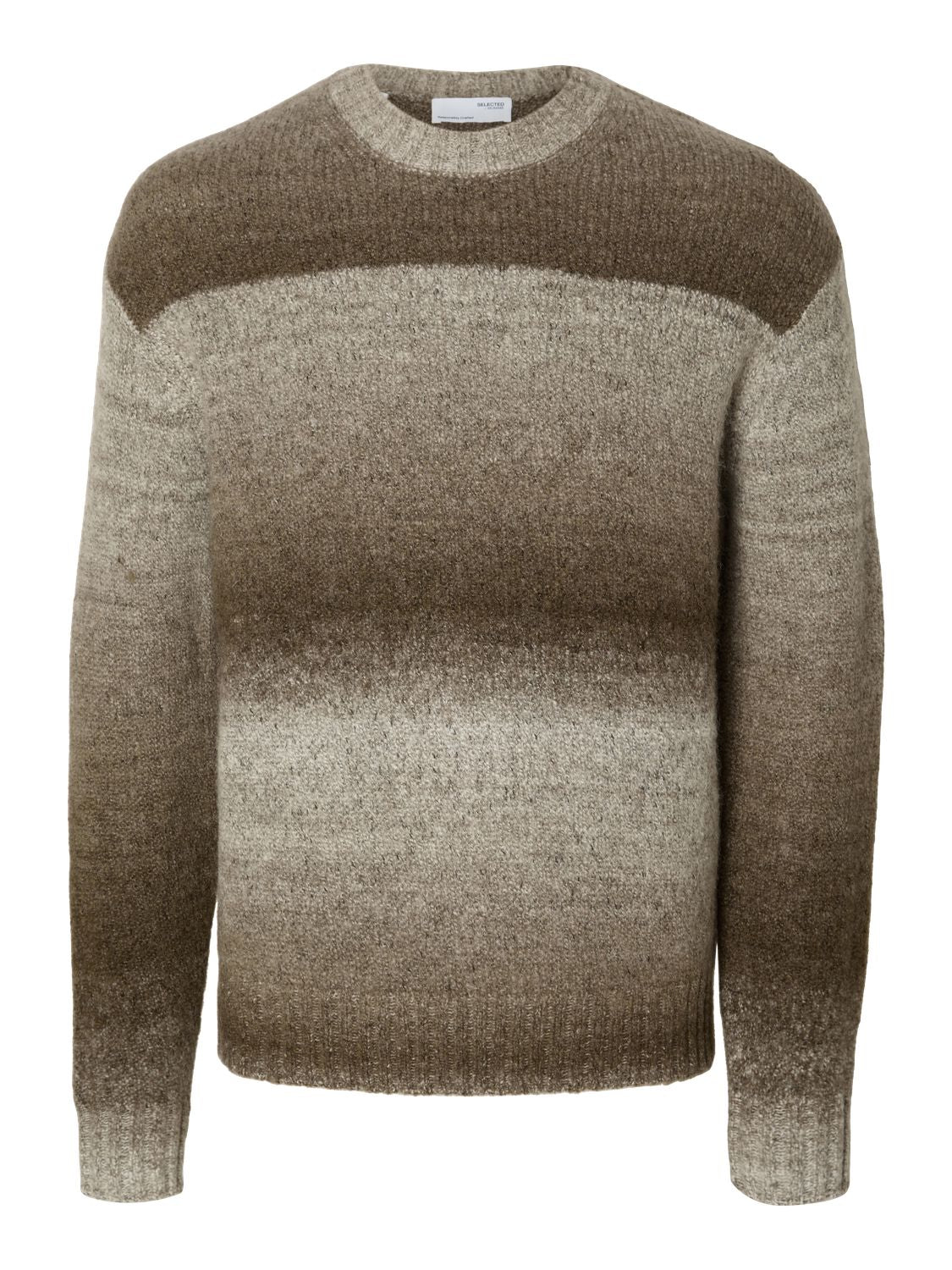 Slhgaard Relaxed Ls Knit Crew Neck Noos Chinchilla Multi Color