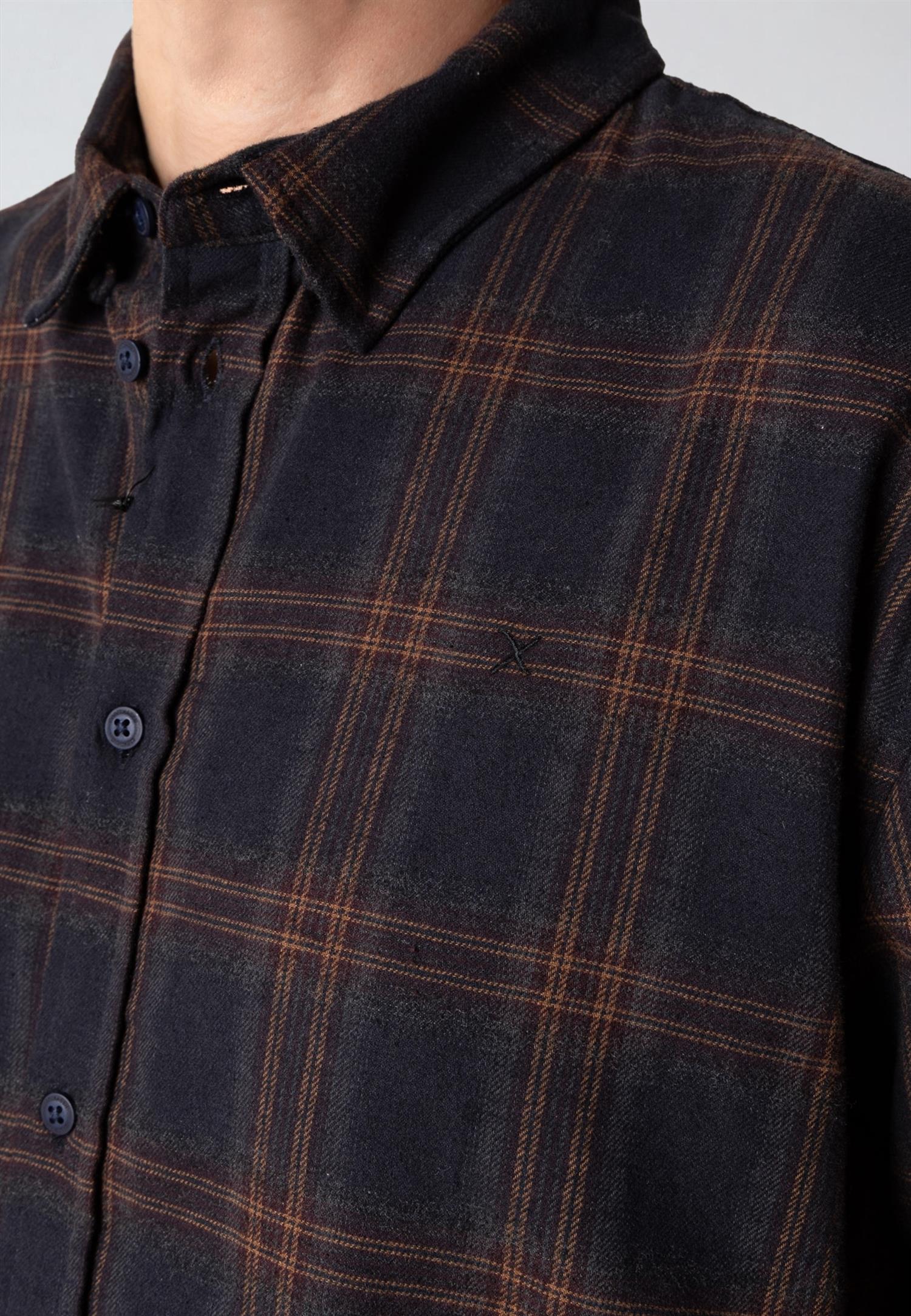 Dylan Checked Flannel Shirt Dark Navy 04