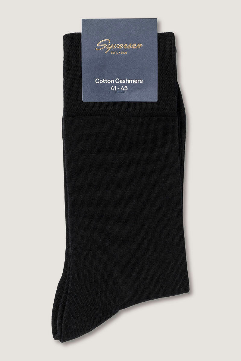 Cotton Cashmere Blend Crew Sock Black