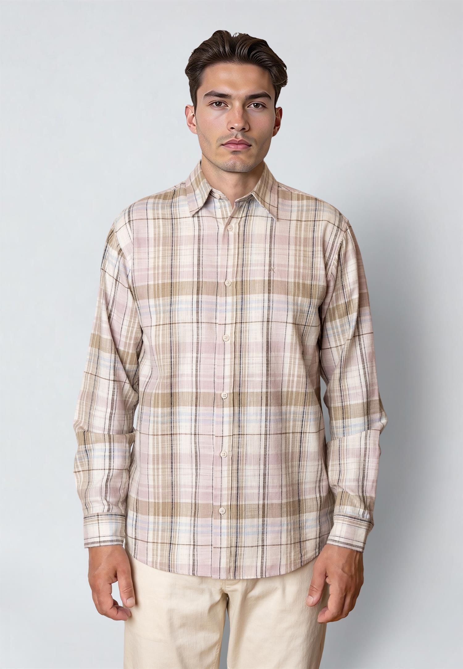 Remy Checked Shirt Ecru/Violet Ice