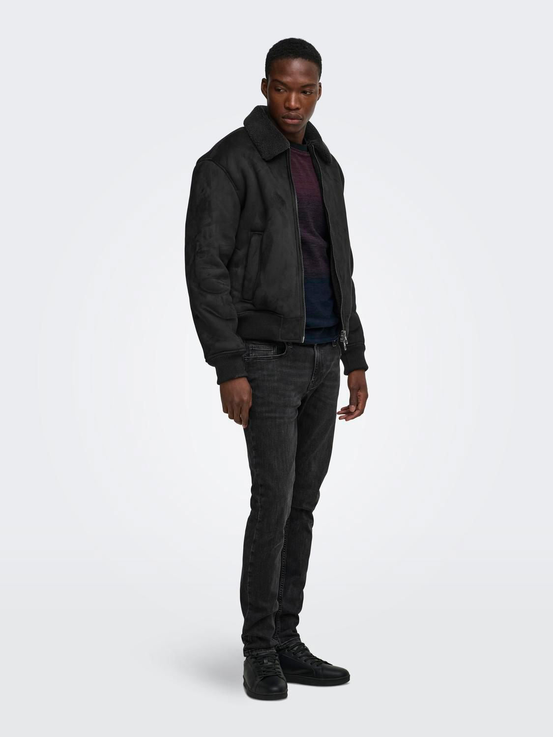 Onsspencer Shearling Jacket Otw Black