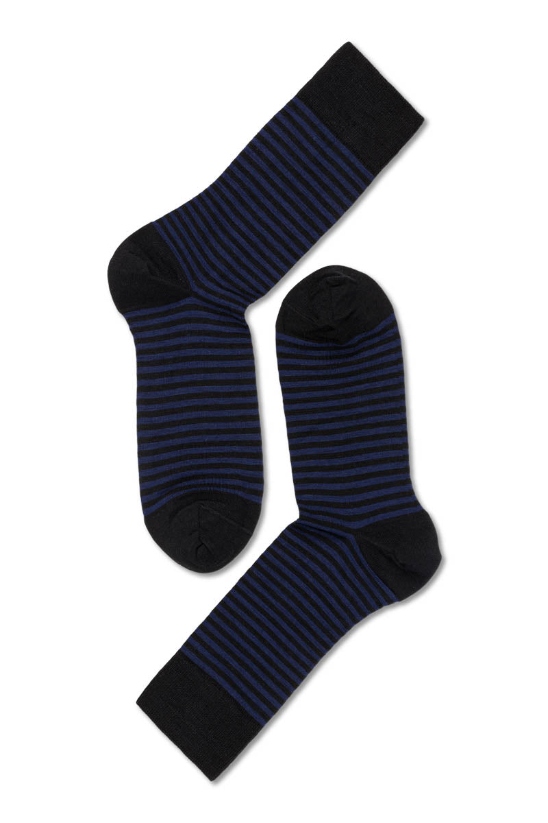 Eton Fine Wool Small Stripe Black/Blue