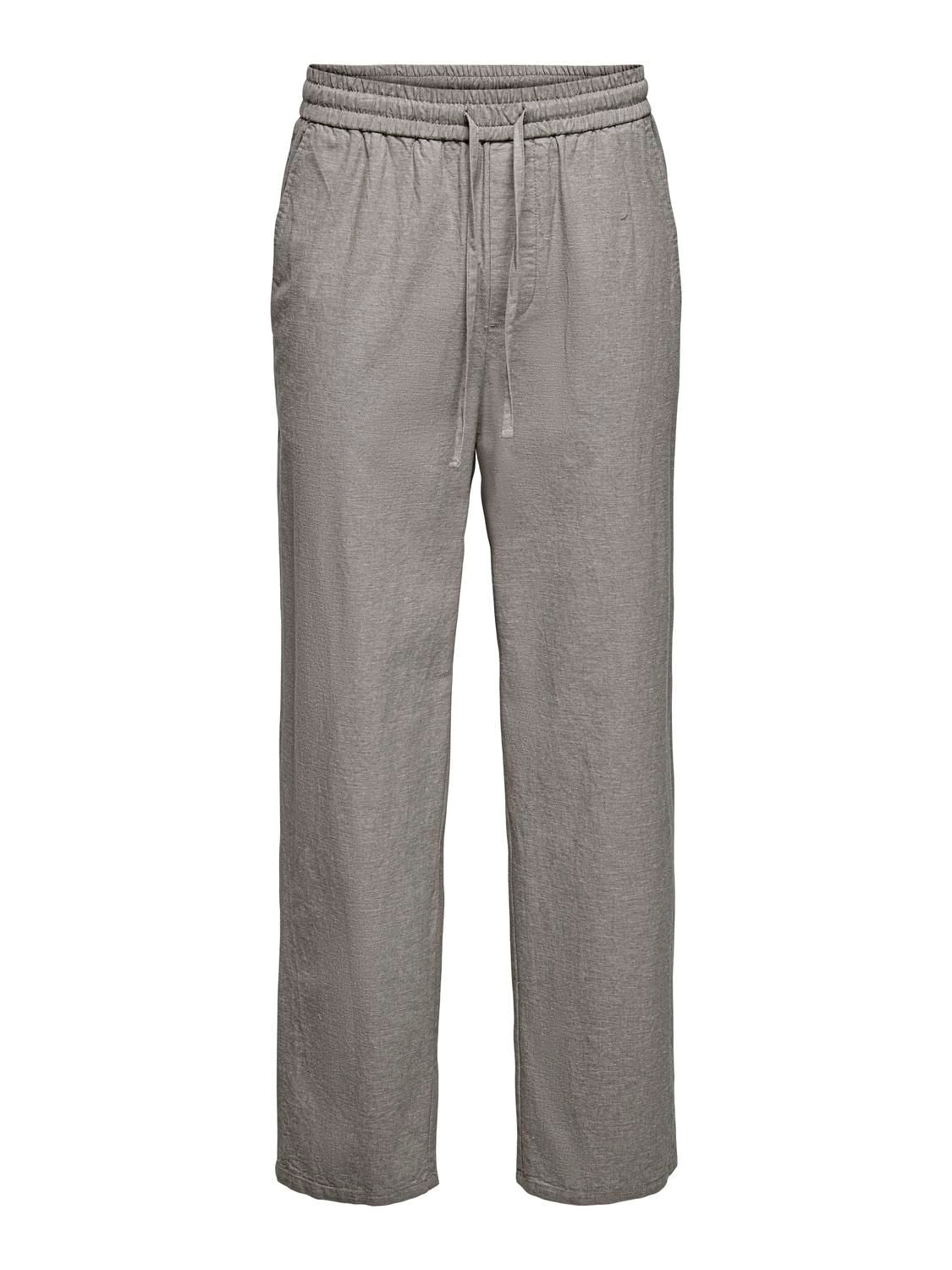 Onssinus Loose 0007 Cot Lin Pant Noos Bungee Cord Two Tone White