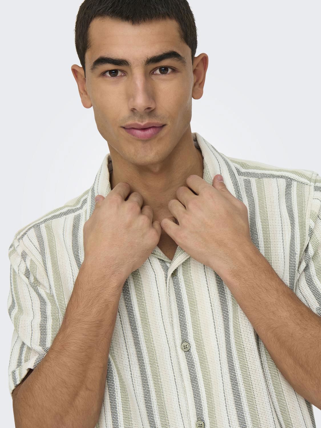 Onstrev Life Reg Stripe Ss Shirt Noos Seagrass Multi Stripe