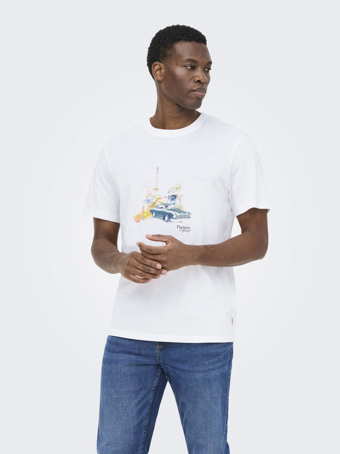 Onsmass Parisien Reg Ss Tee Vd Bright White Parisien