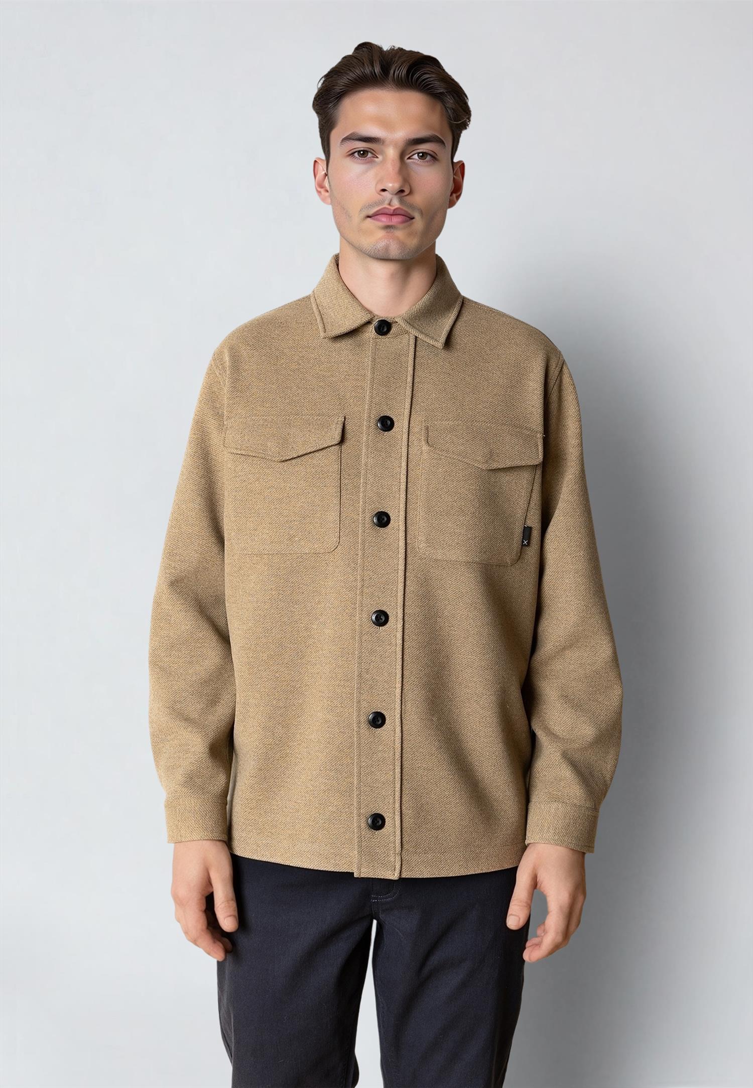 Ayden Overshirt Brindle Beige Melange