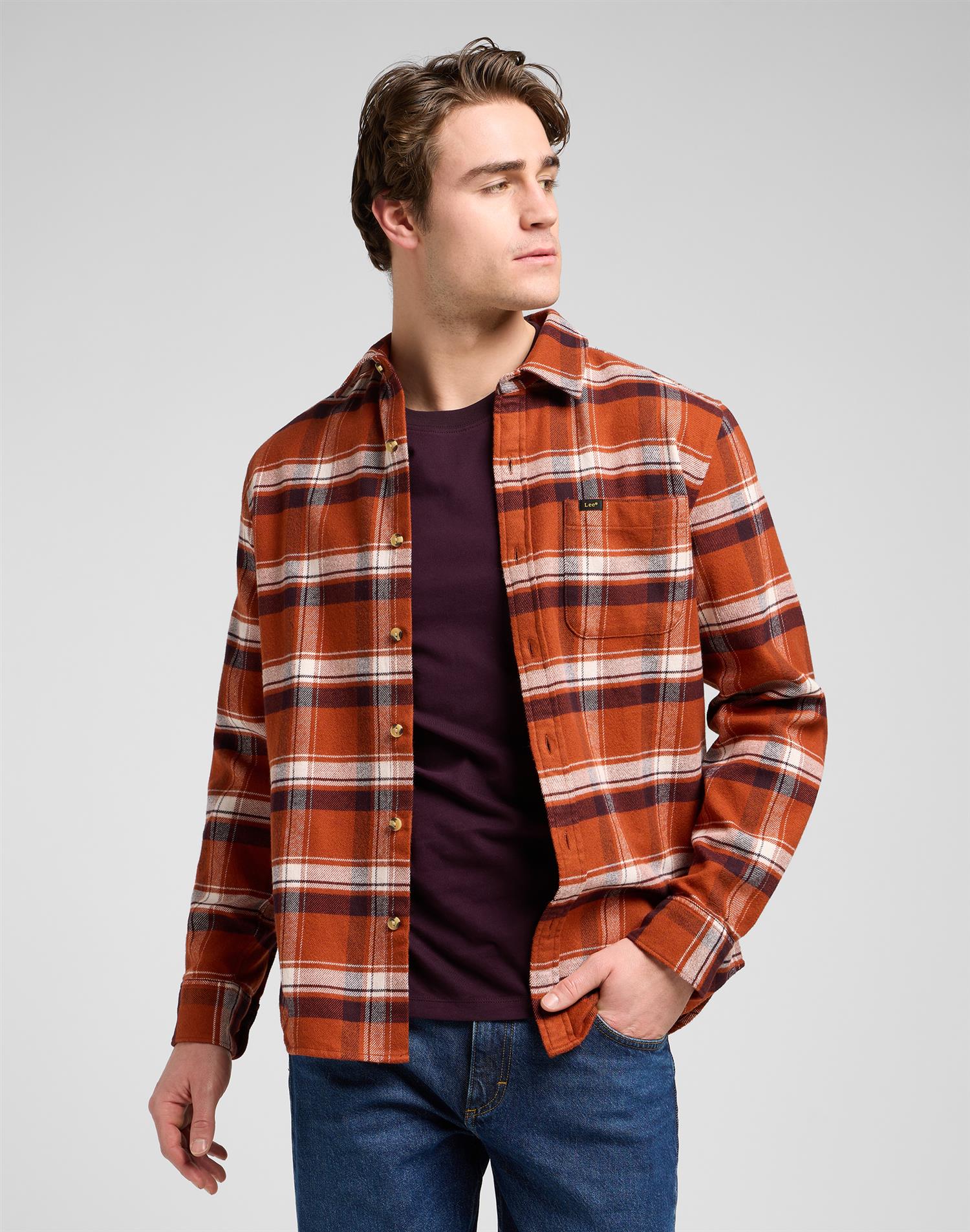 Meercantile shirt rusty clay Brown