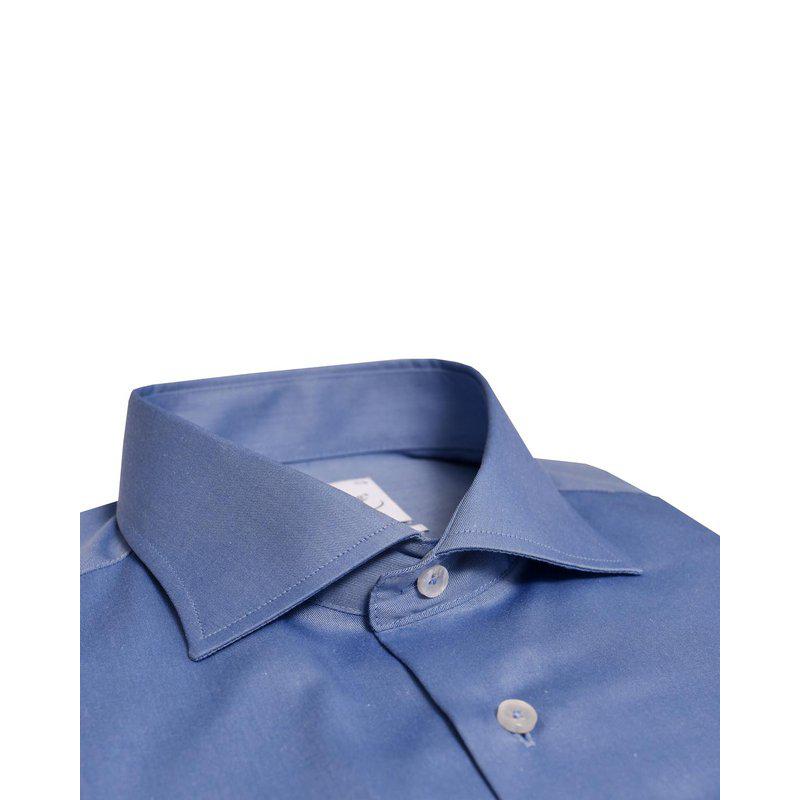 Slim fit skjorte - Blå 009 Ash Grey Plain