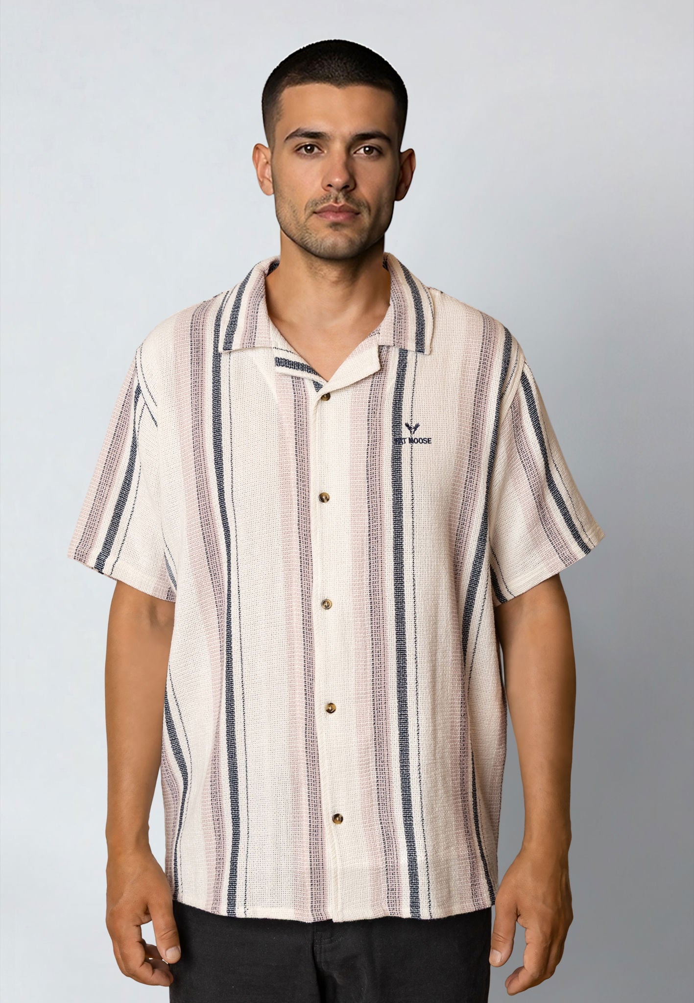 Costa S/s Shirt Ecru/Violet Ice Striped