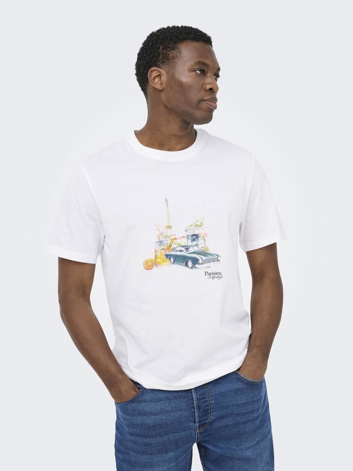 Onsmass Parisien Reg Ss Tee Vd Bright White Parisien