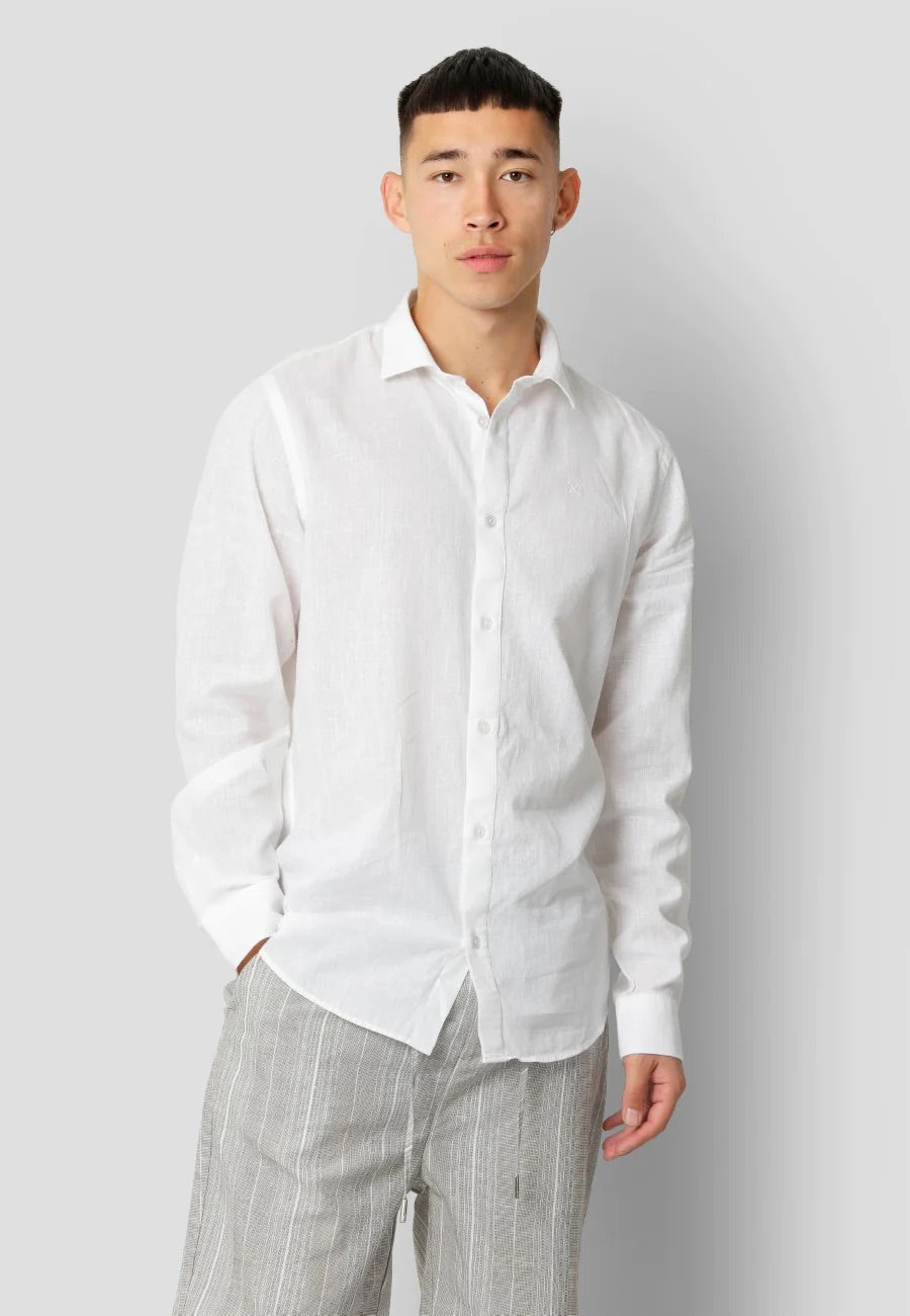 Jamie cotton linen L/S White