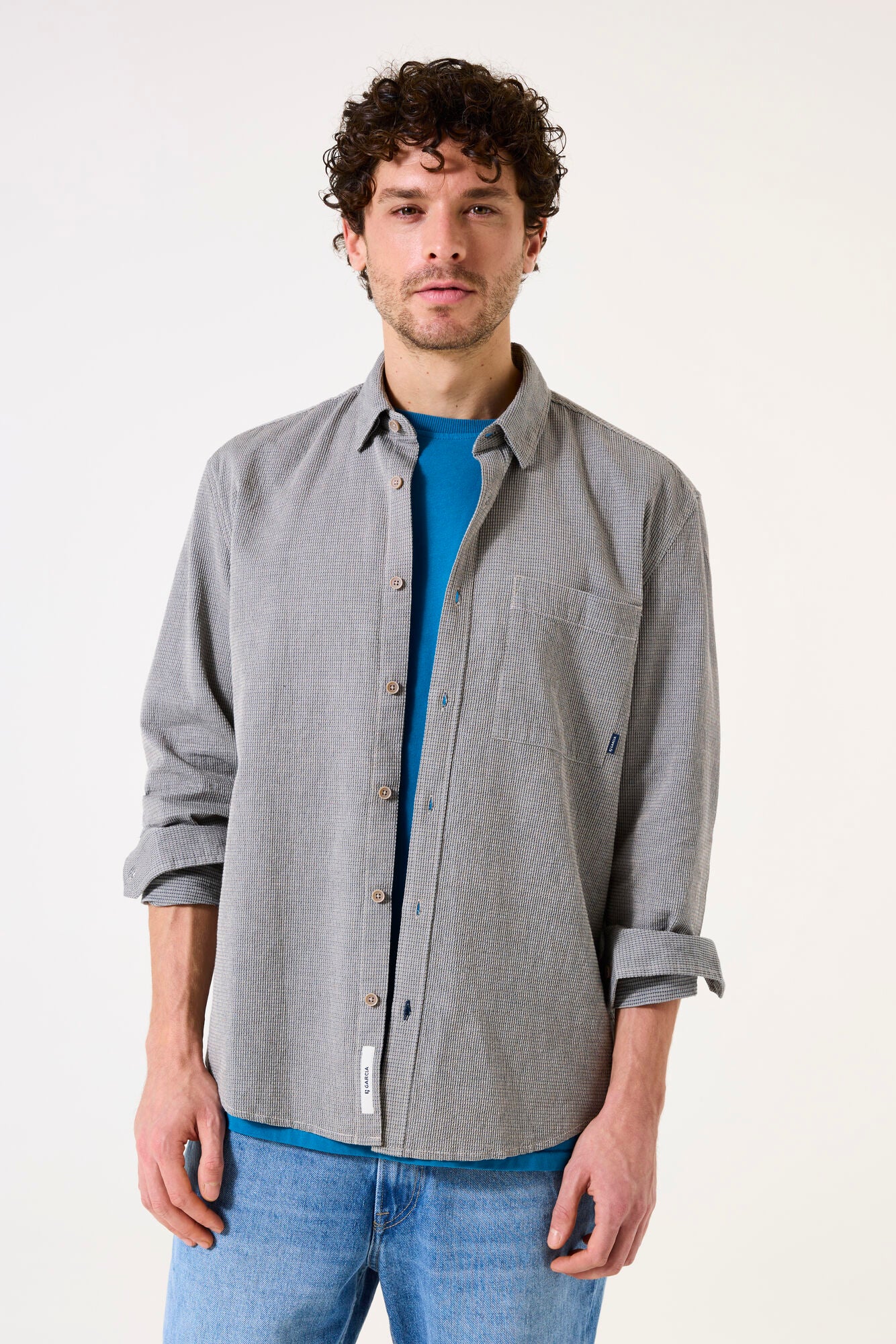 H51082 men´s shirt LS Fossil Blue