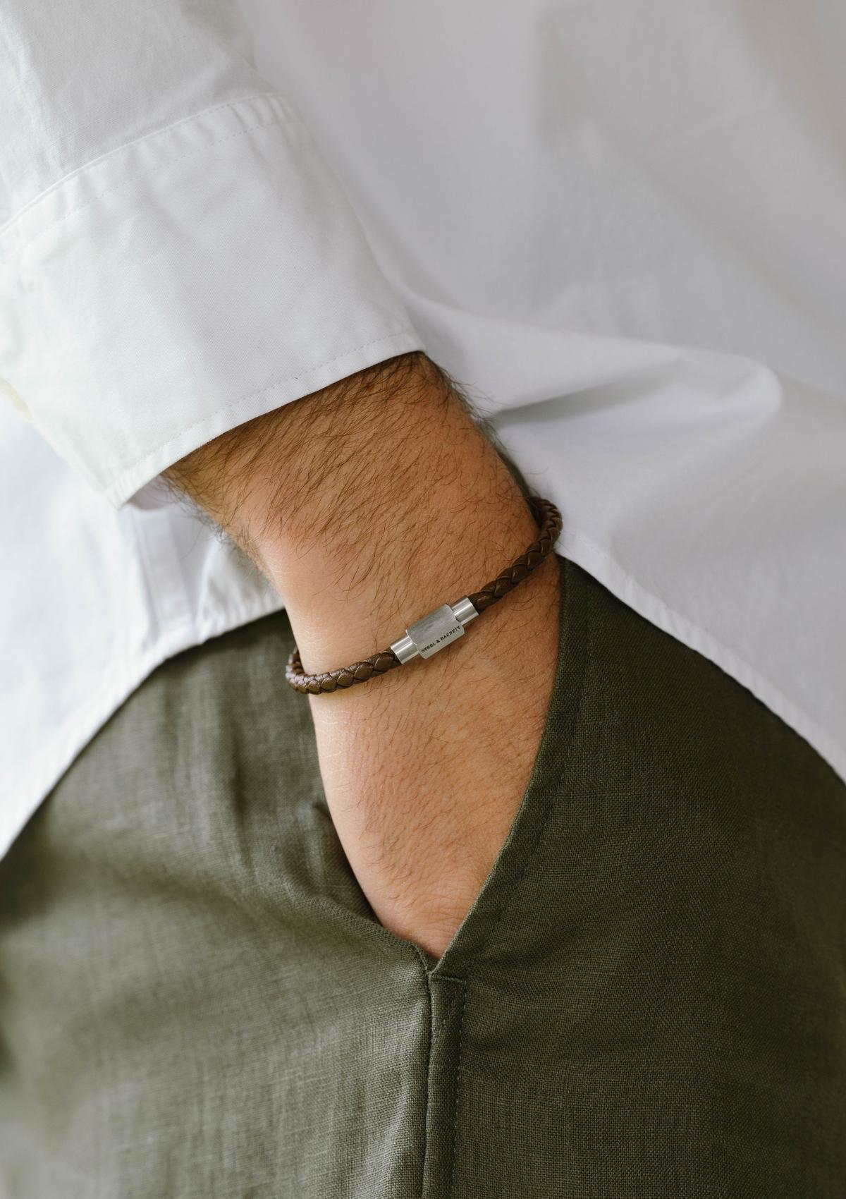 Leather Bracelet Luke Landon Brown | Silver