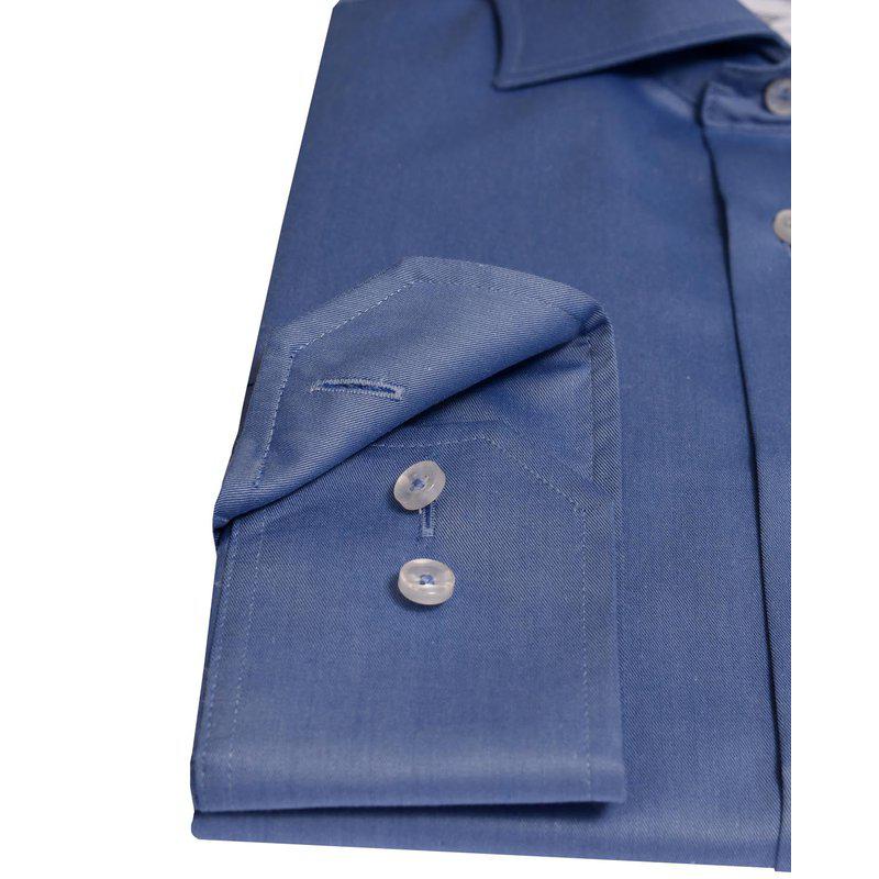 Slim fit skjorte - Blå 009 Ash Grey Plain