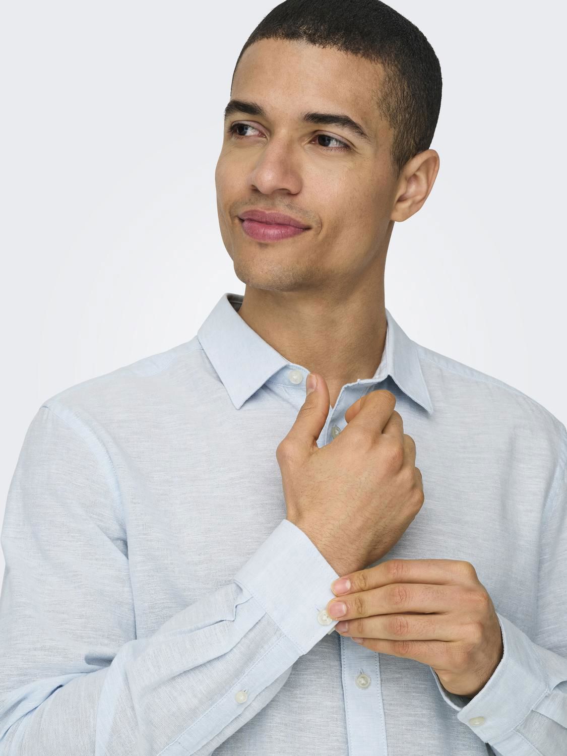 Onscaiden Life Ls Solid Linen Blend Noos Cashmere Blue