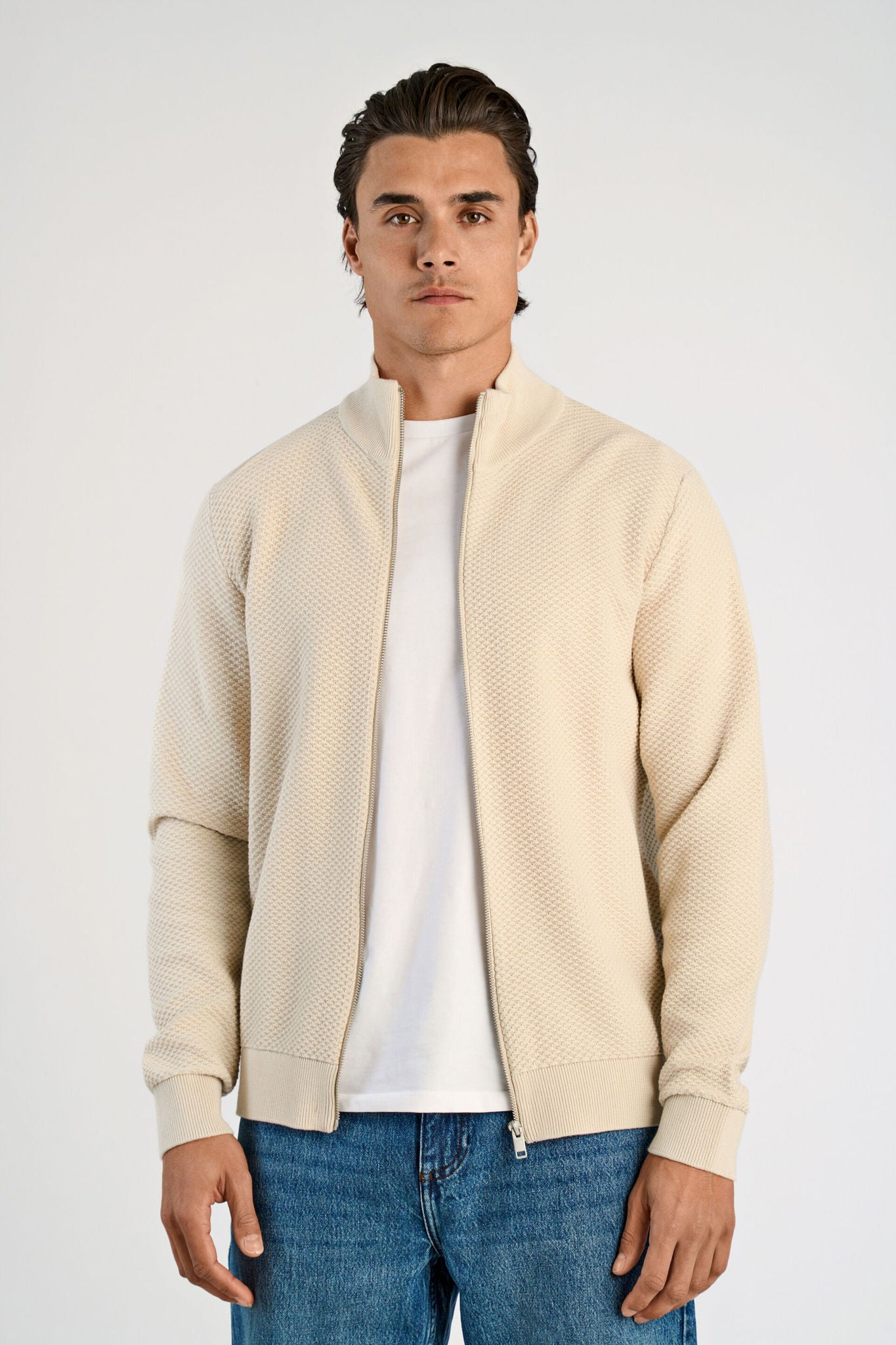 Structure zip cardigan Stone