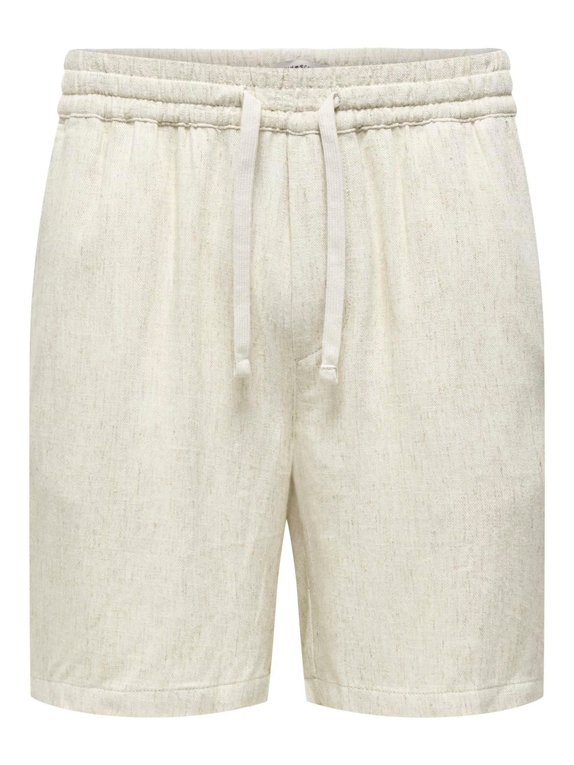 Onstel Visc Lin Shorts 0075 Cs Oatmeal
