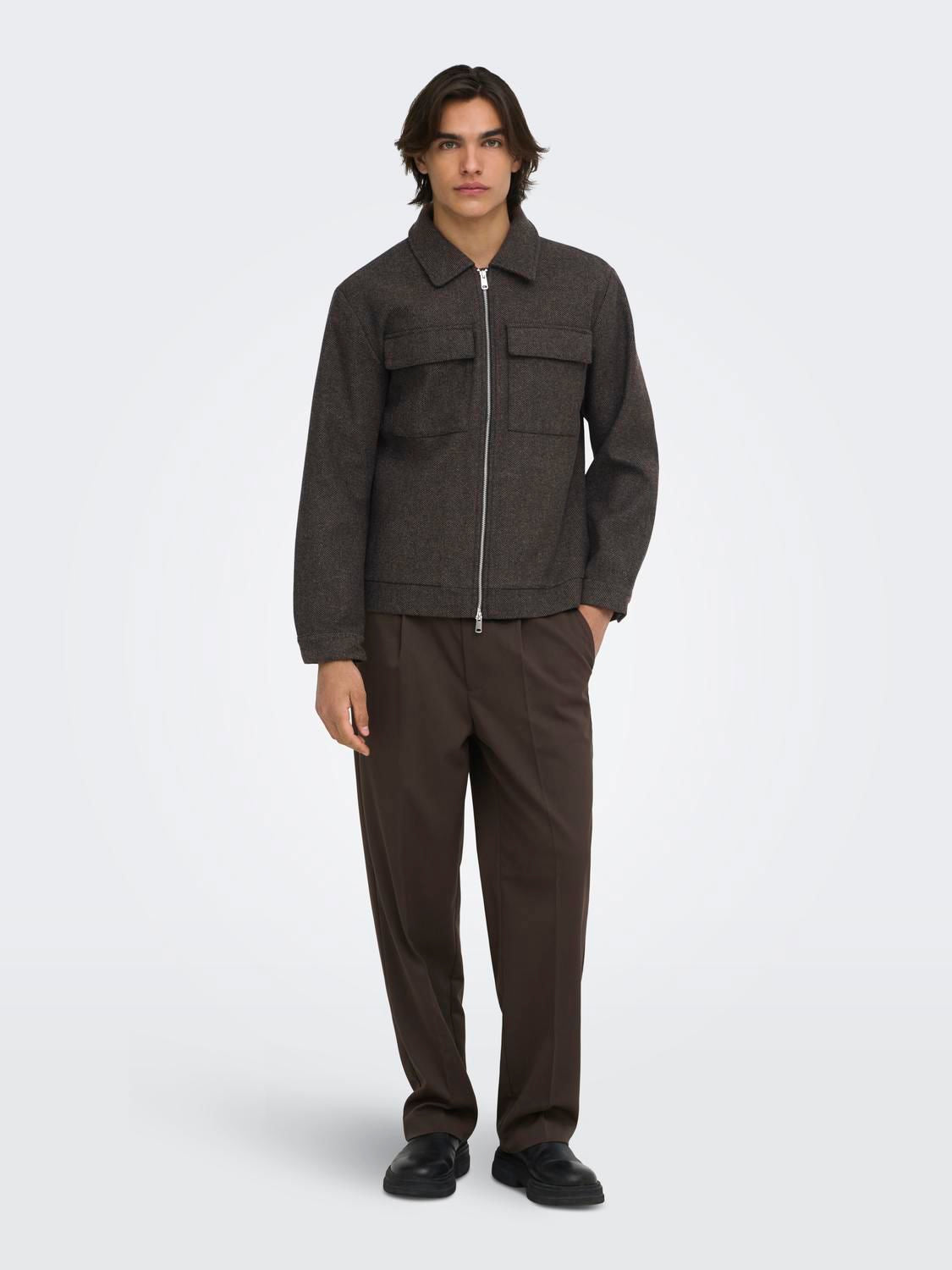 Onsrush Wool Jacket Otw Frml Noos Dark Grey Melange