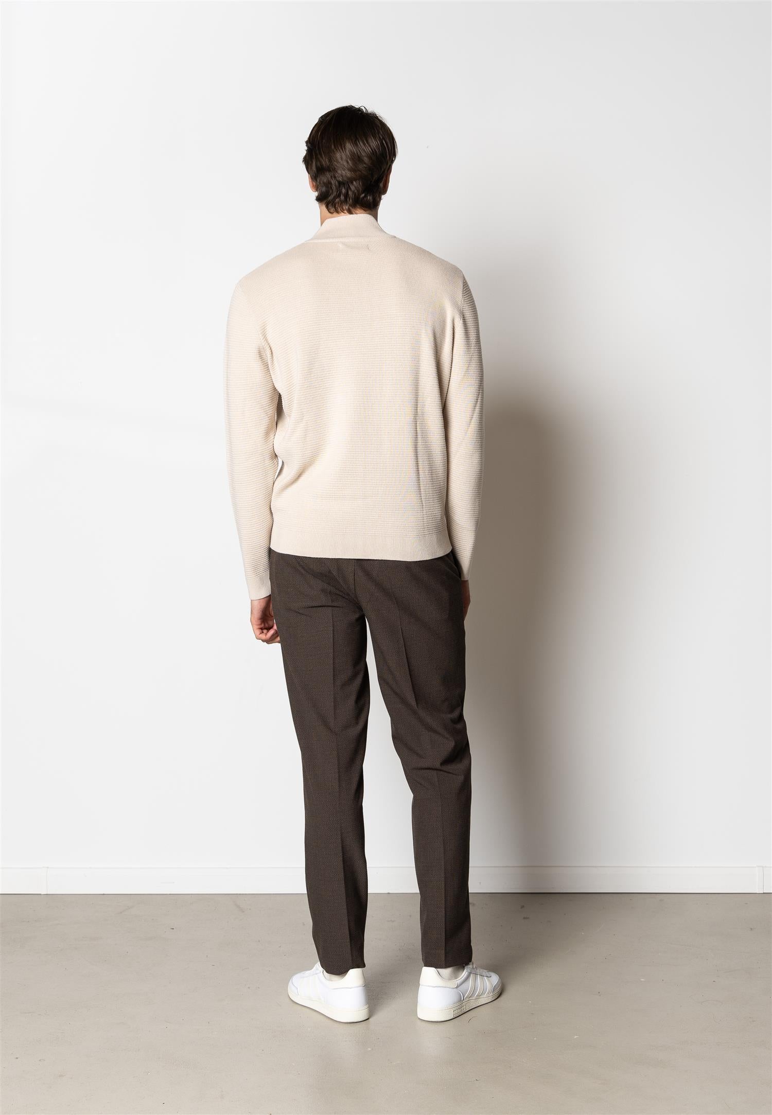 Oscar Half-Zip Knit Ecru Melange
