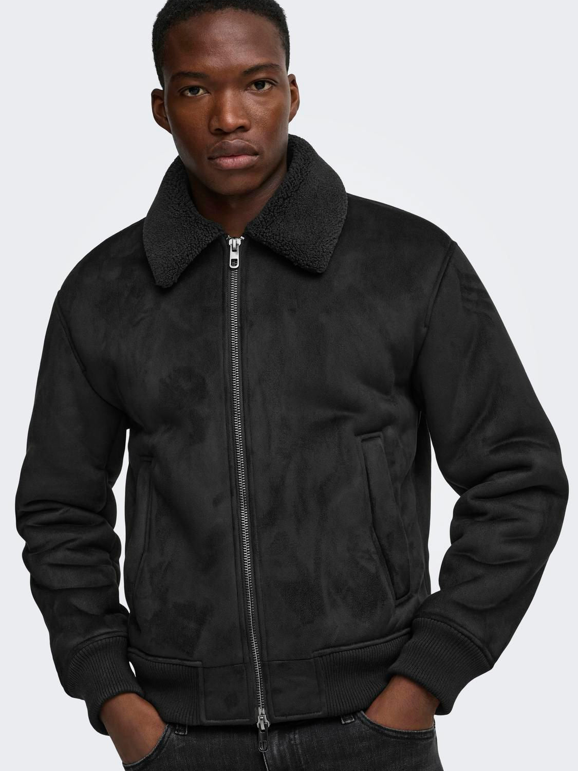 Onsspencer Shearling Jacket Otw Black