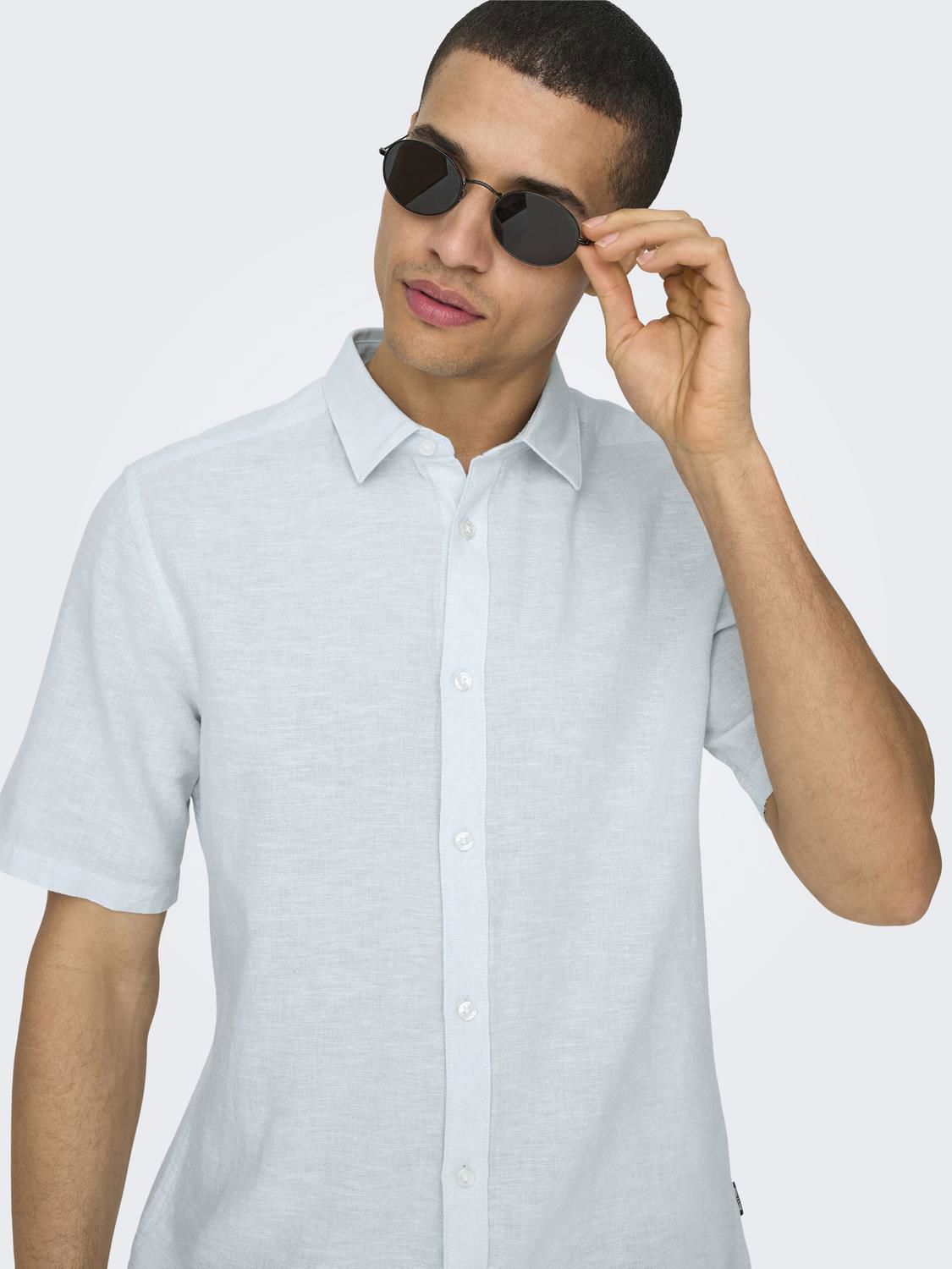 Onscaiden Life Ss Solid Linen Blend Noos Cashmere Blue