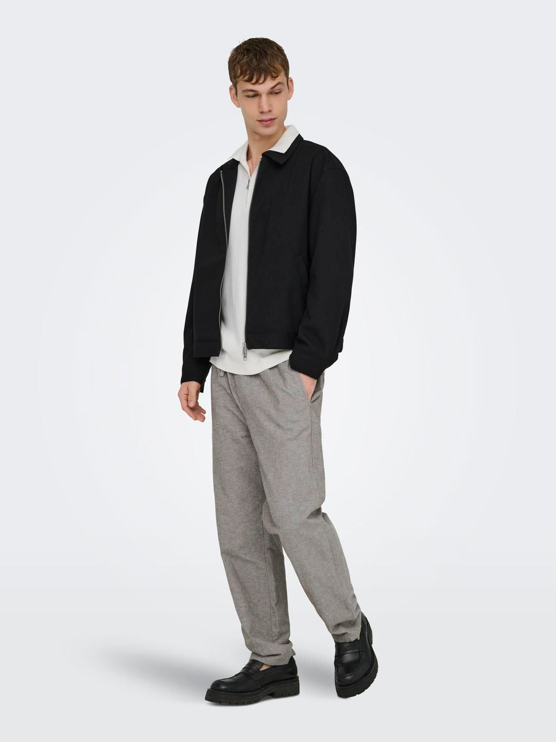 Onssinus Loose 0007 Cot Lin Pant Noos Bungee Cord Two Tone White