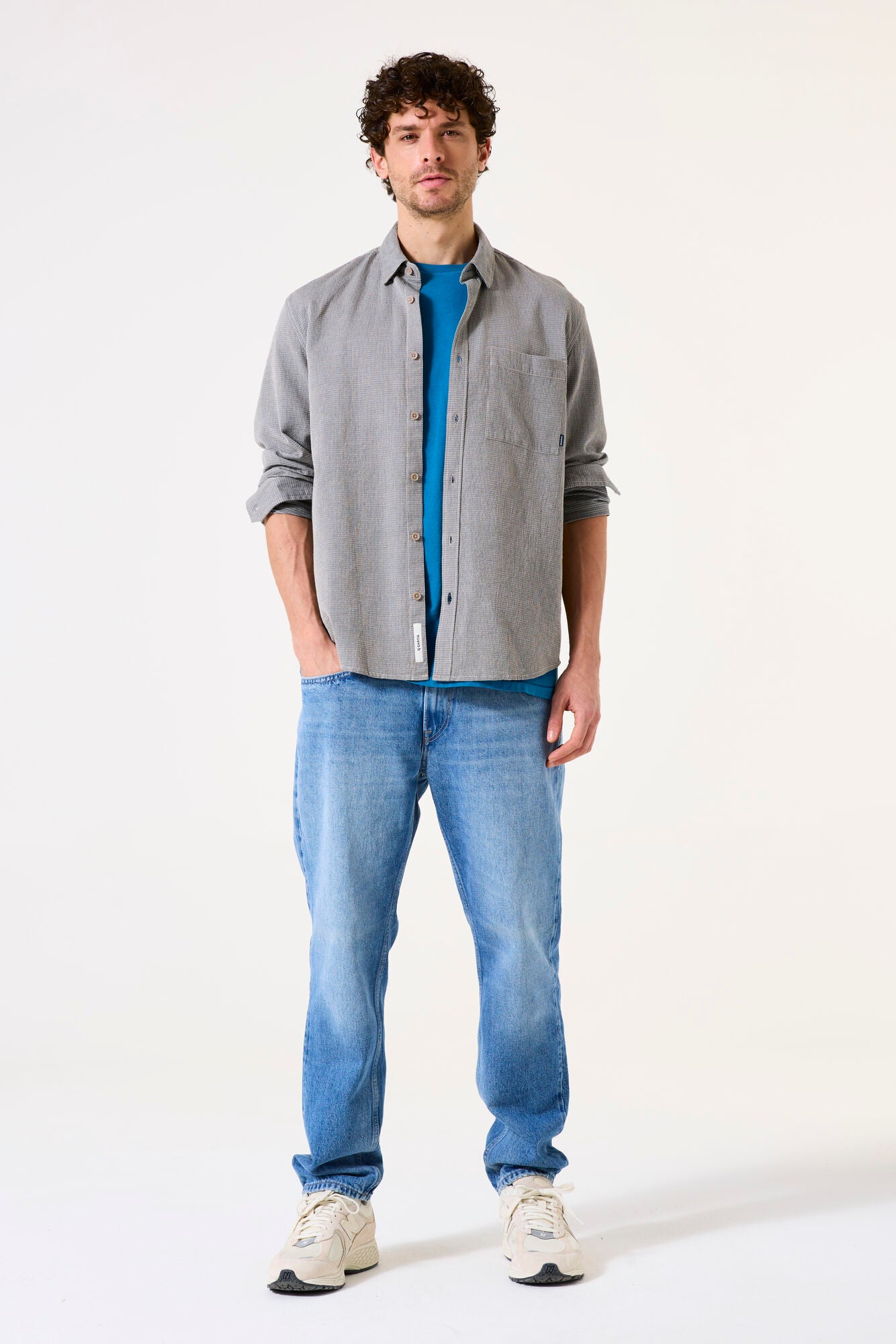 H51082 men´s shirt LS Fossil Blue