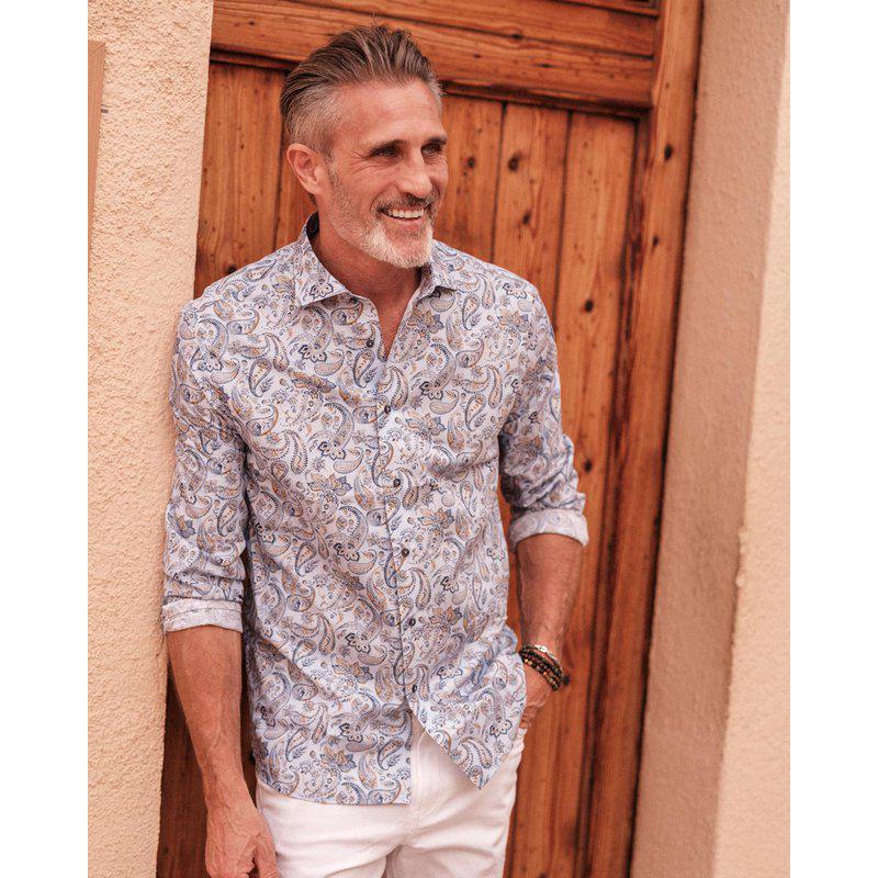 Slim Fit Skjorte – Paisleymønster 313 Light Blue Print