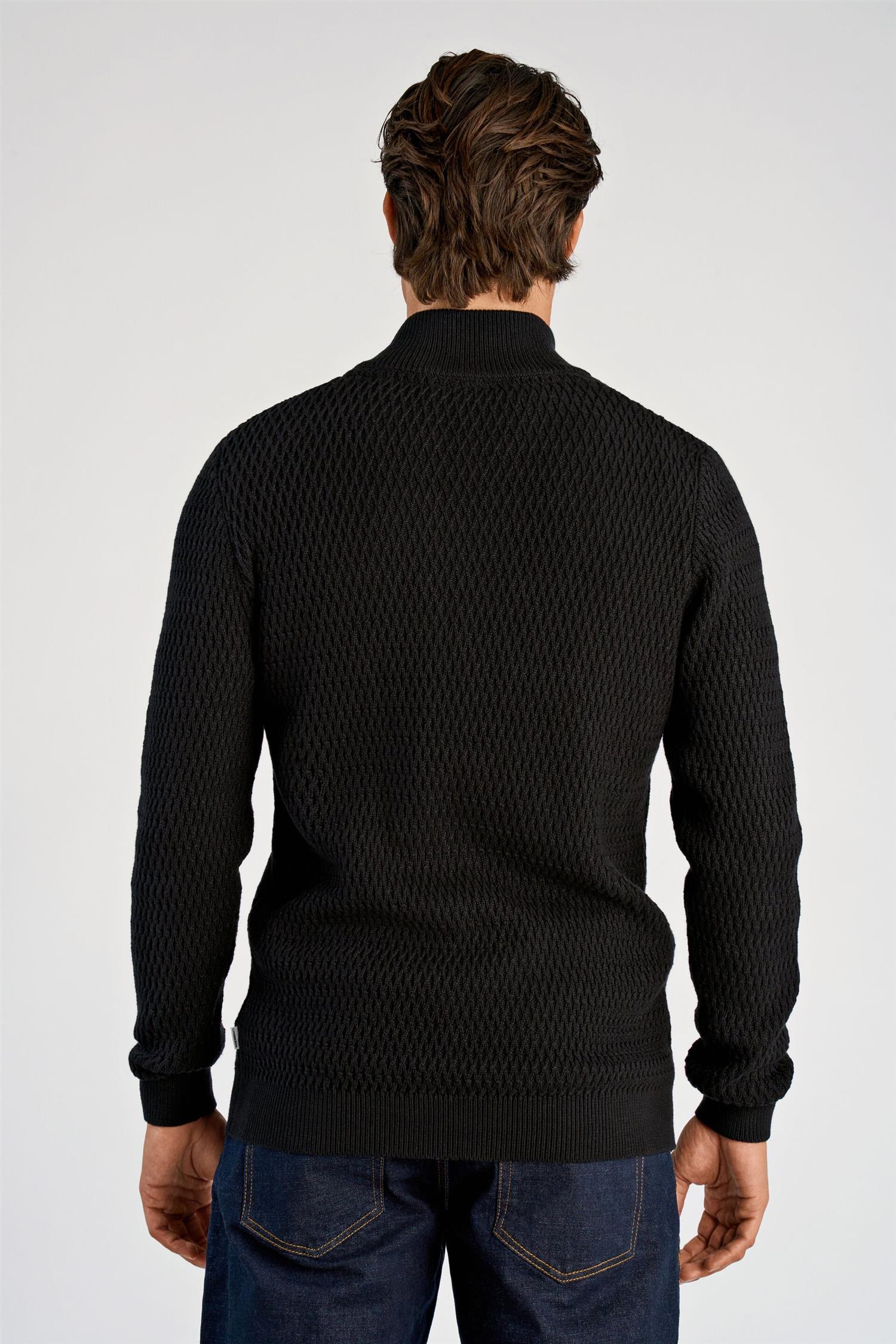 Structure zip cardigan Black