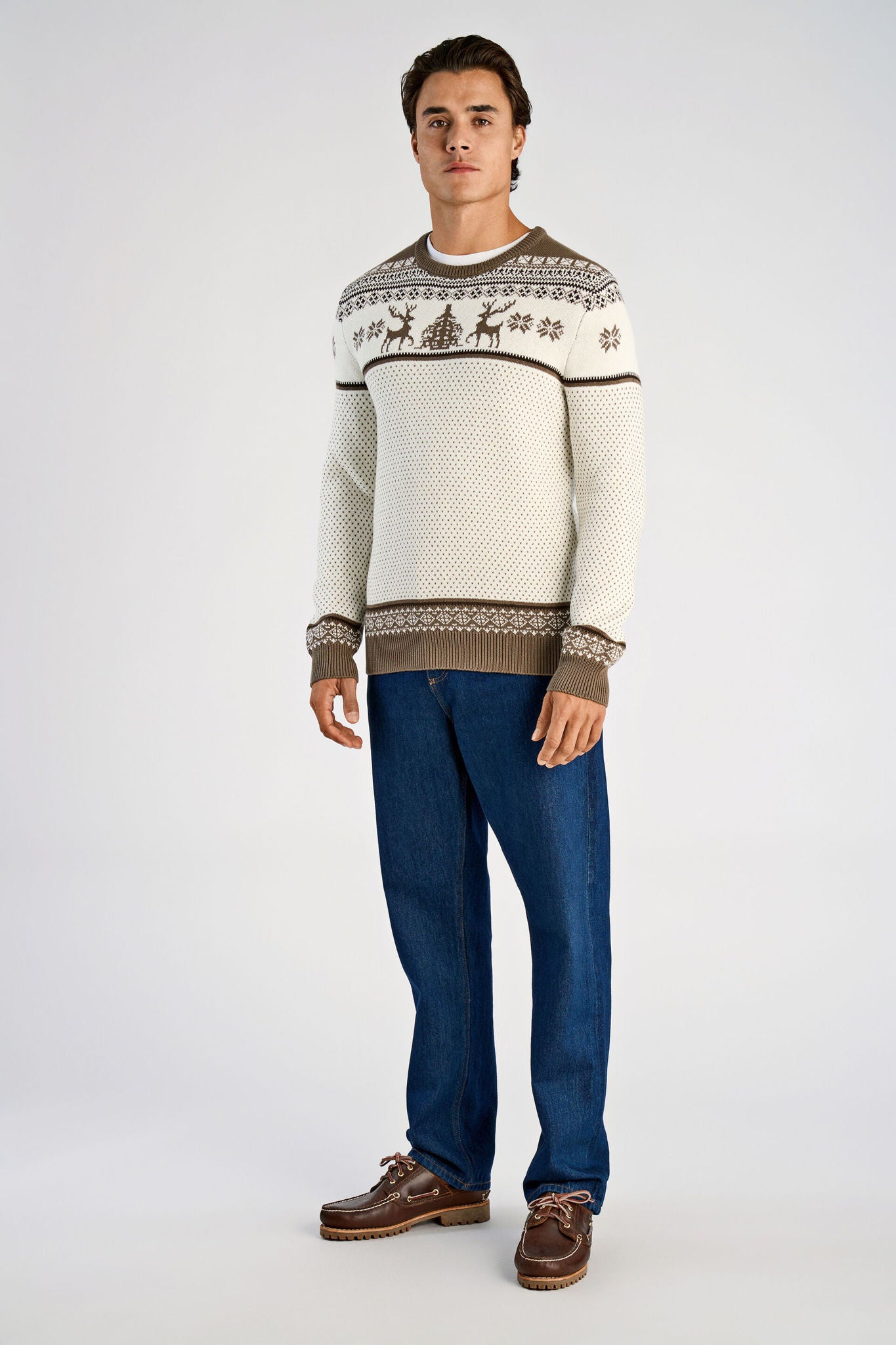 Jacquard holiday knit Lt Brown