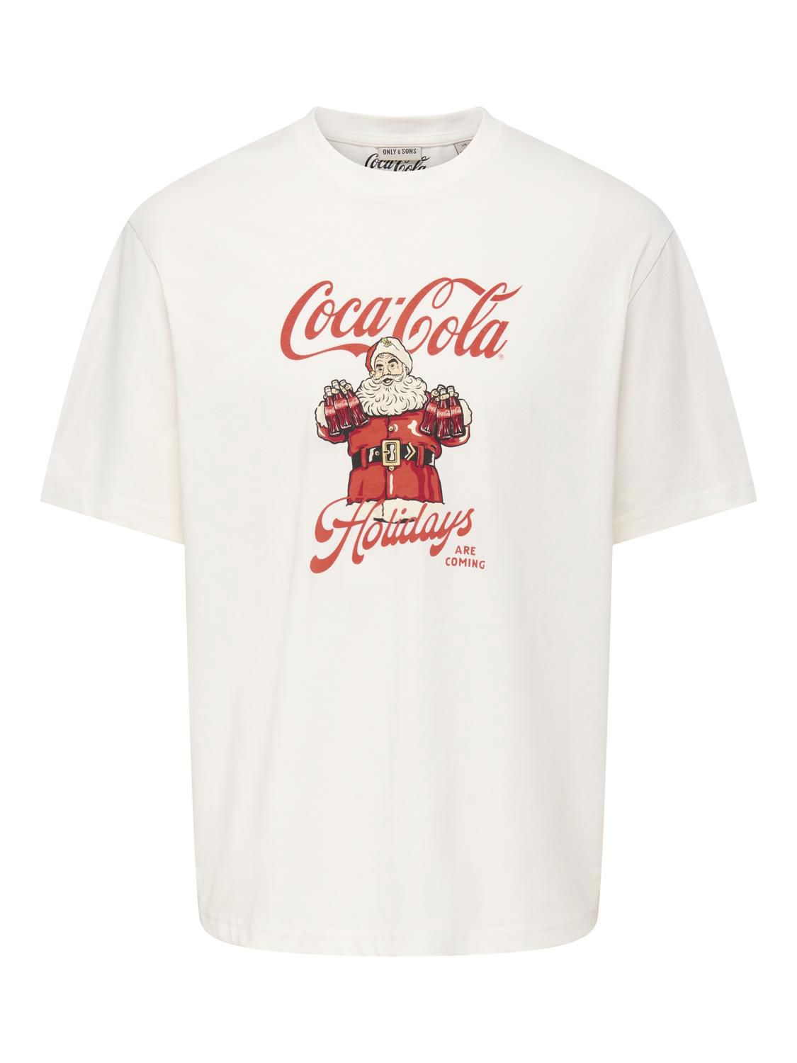 Onschristmas Life Rlx Ss Lic Tee Cloud Dancer Santa Holding Bottles