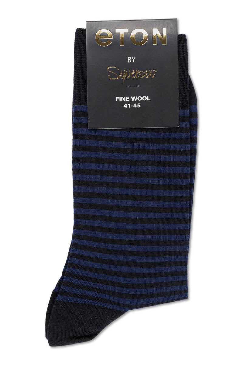 Eton Fine Wool Small Stripe Black/Blue