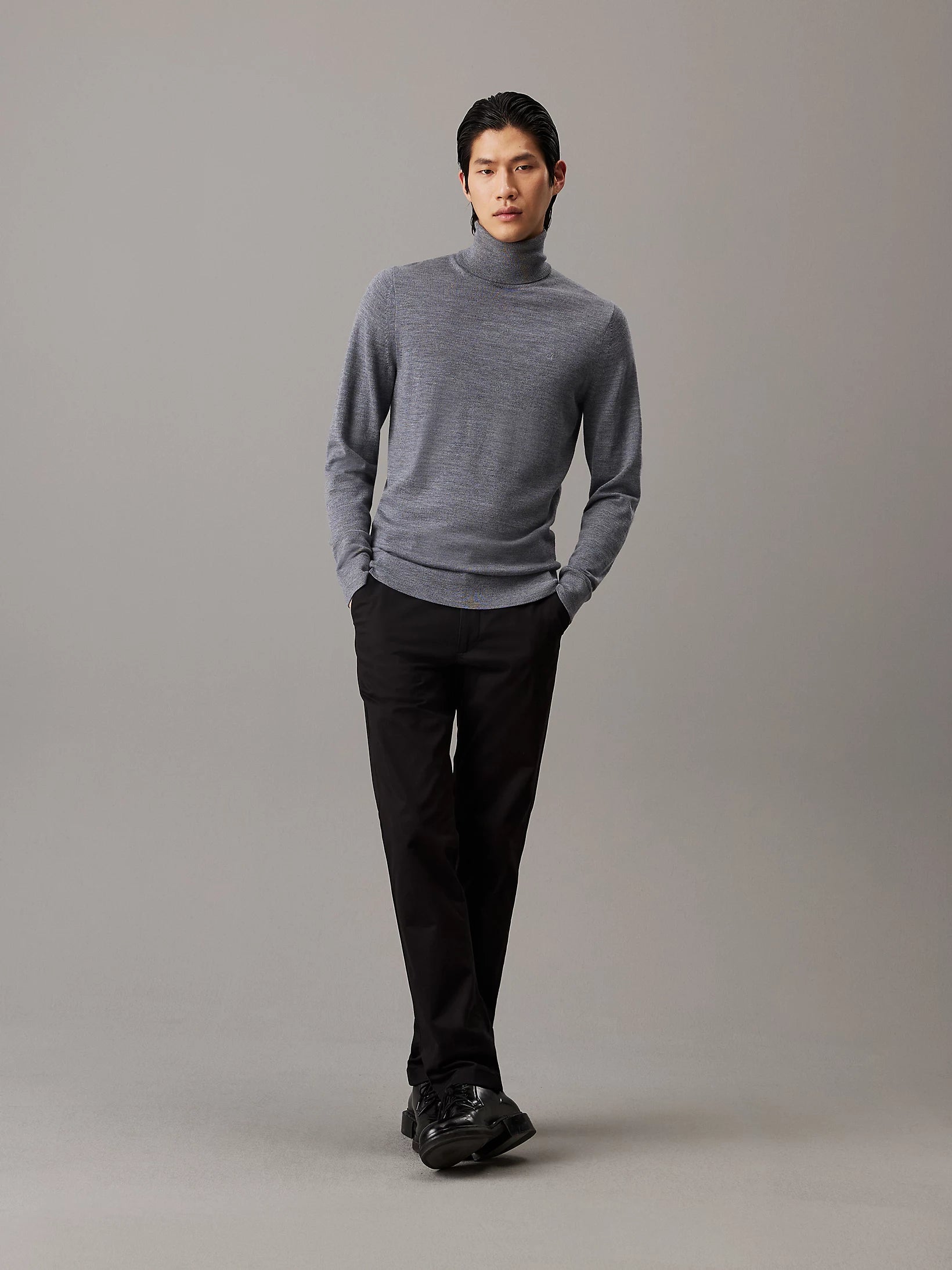 MERINO TURTLE NECK Mid Grey Heather