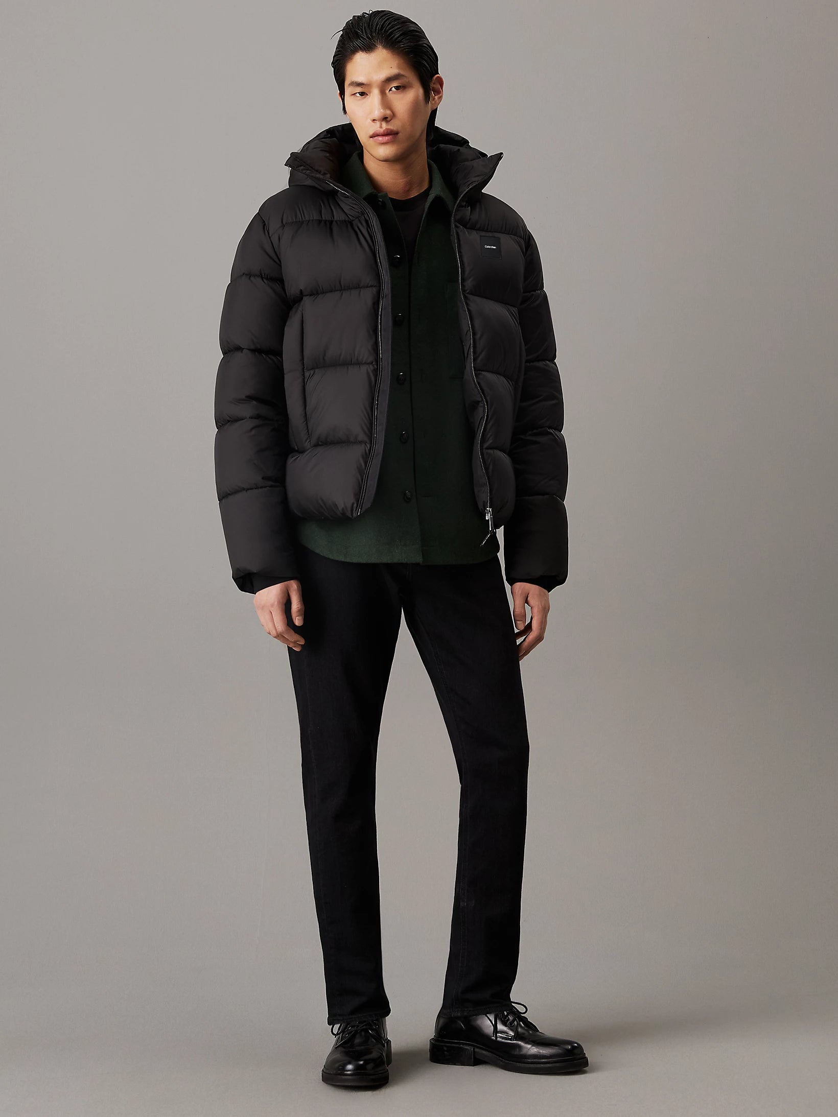 HOODED QUILT PUFFER MW Ck Black