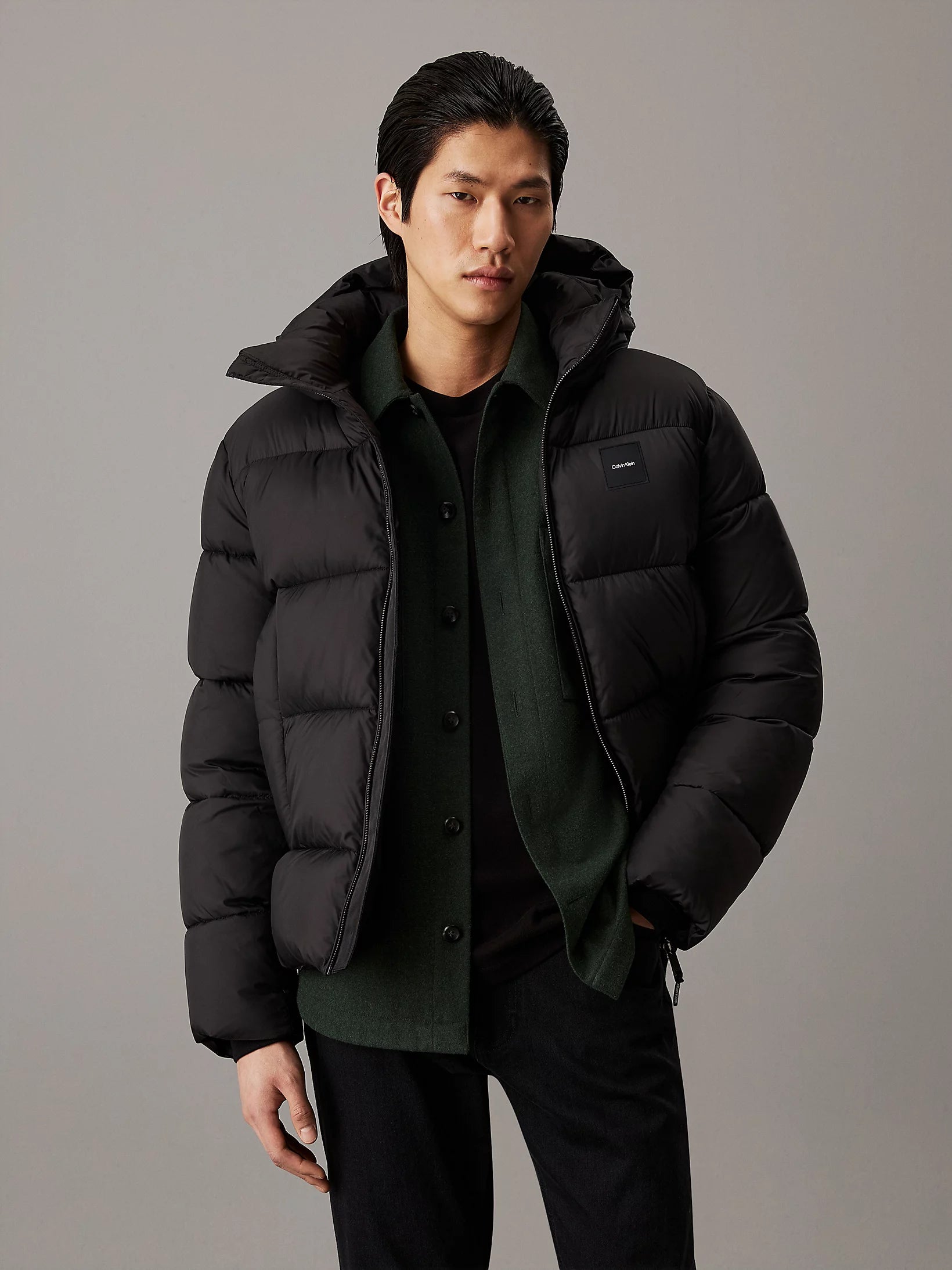 HOODED QUILT PUFFER MW Ck Black