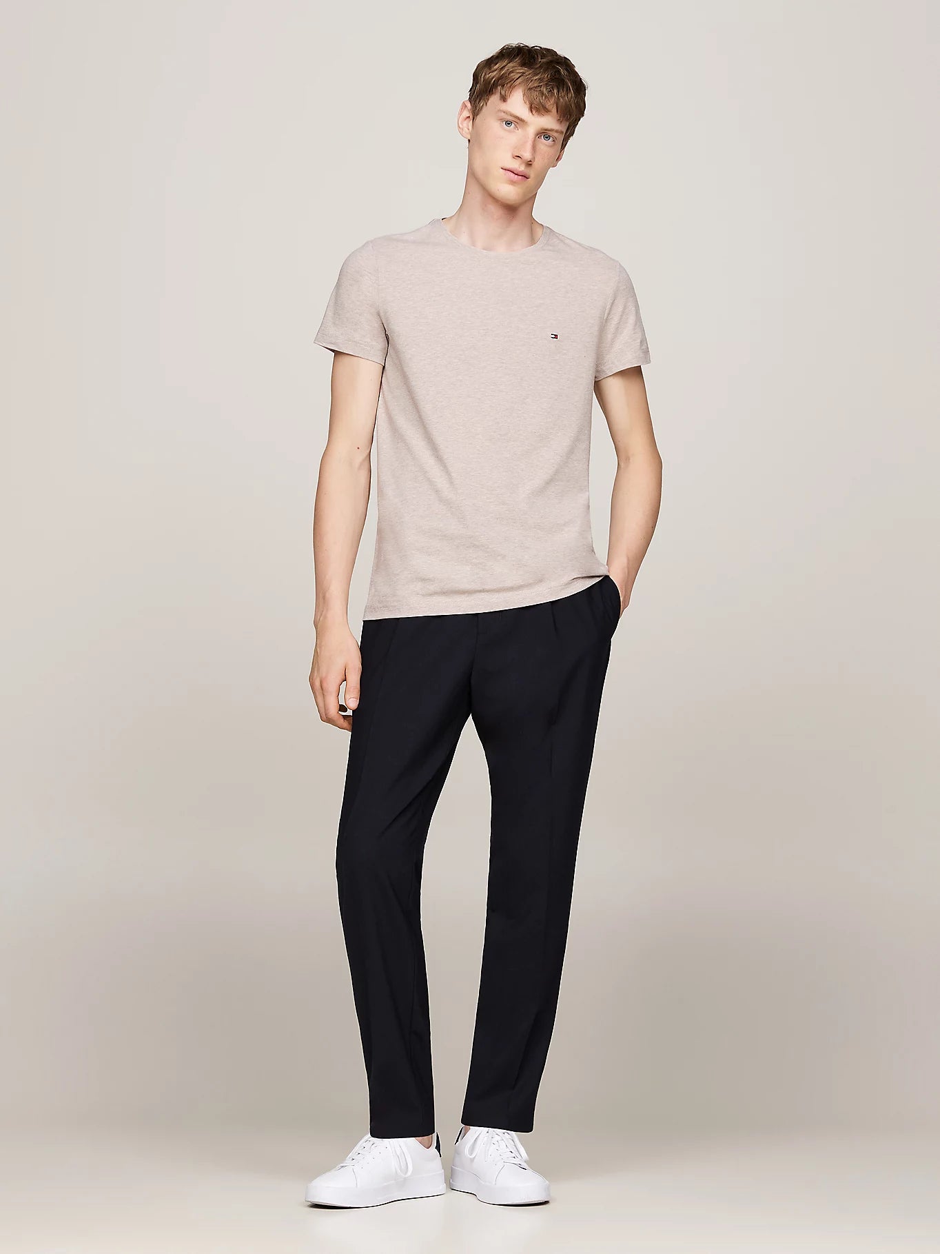 STRETCH SLIM FIT TEE Heathered Pebble