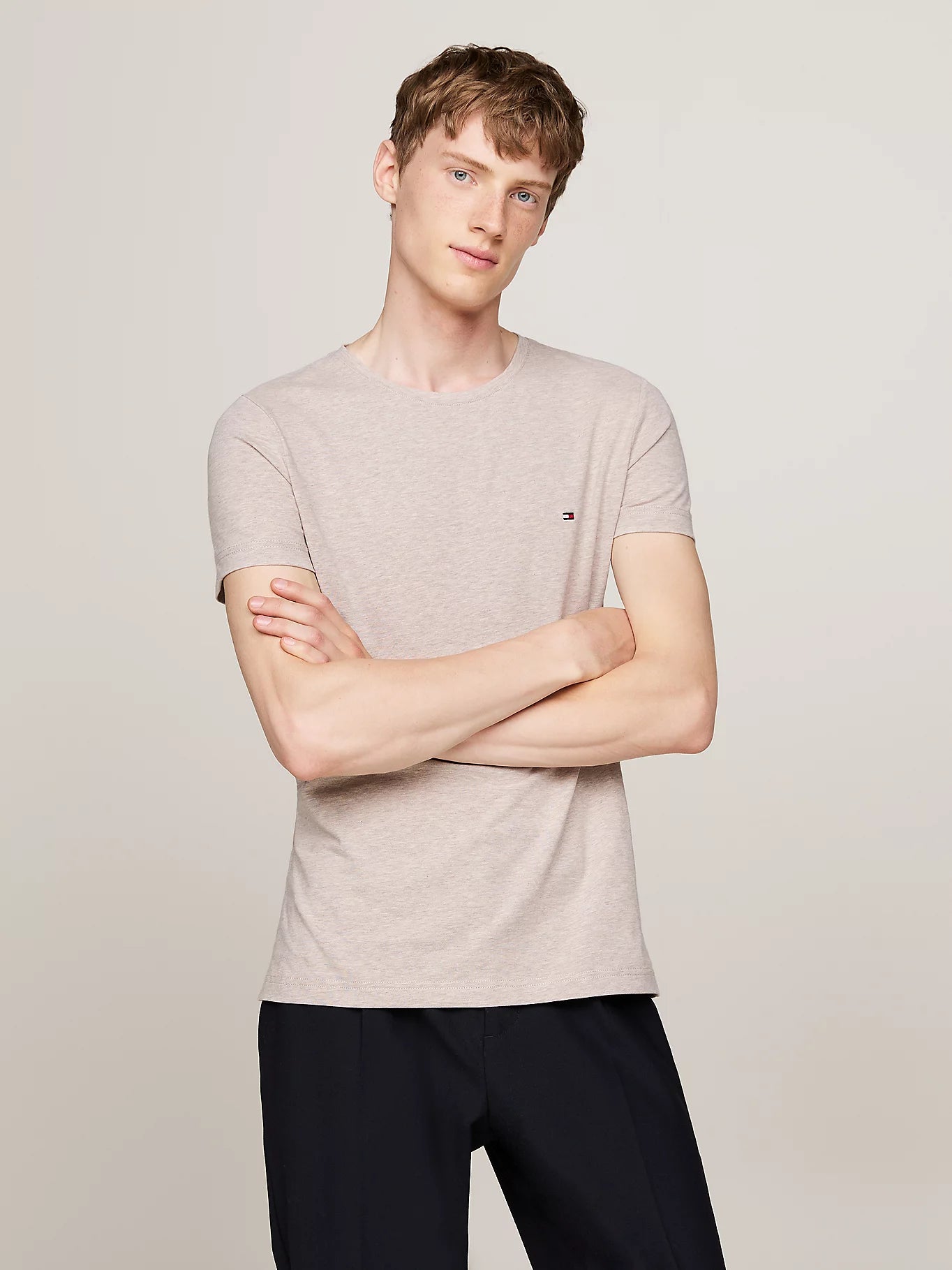 STRETCH SLIM FIT TEE Heathered Pebble