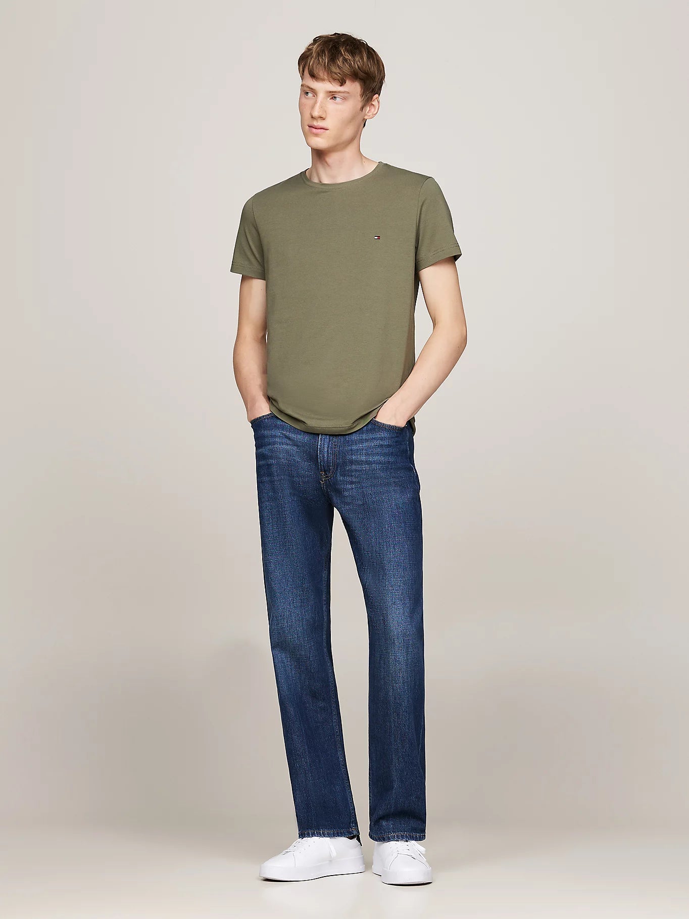 STRETCH SLIM FIT TEE Battle Green