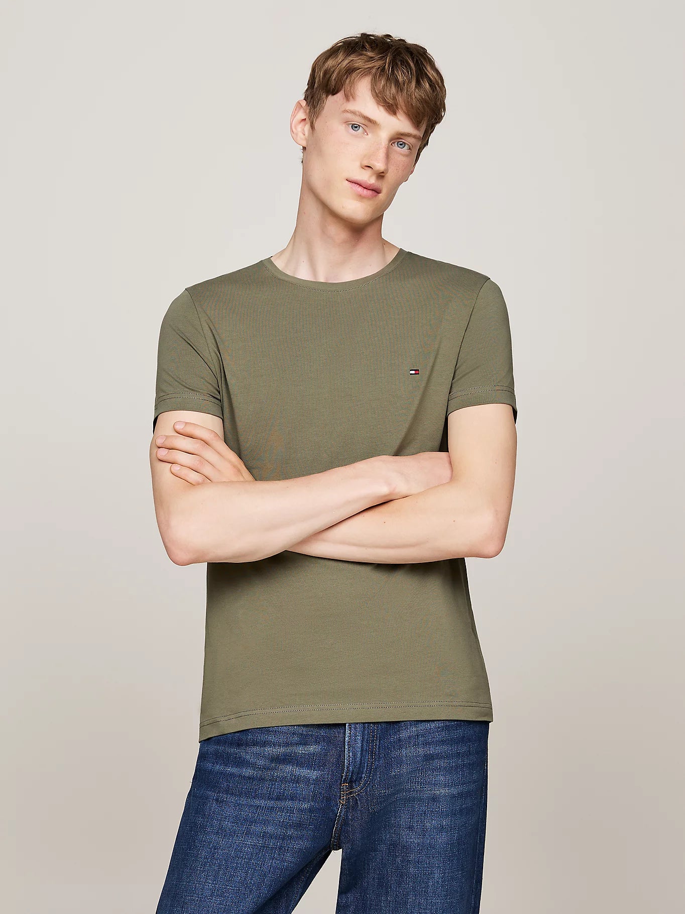 STRETCH SLIM FIT TEE Battle Green