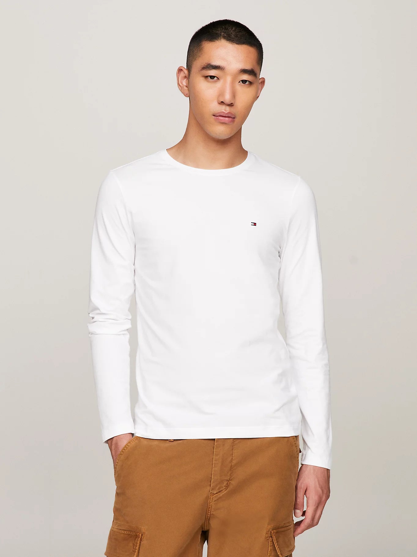 STRETCH SLIM FIT LONG SLEEVE TEE White